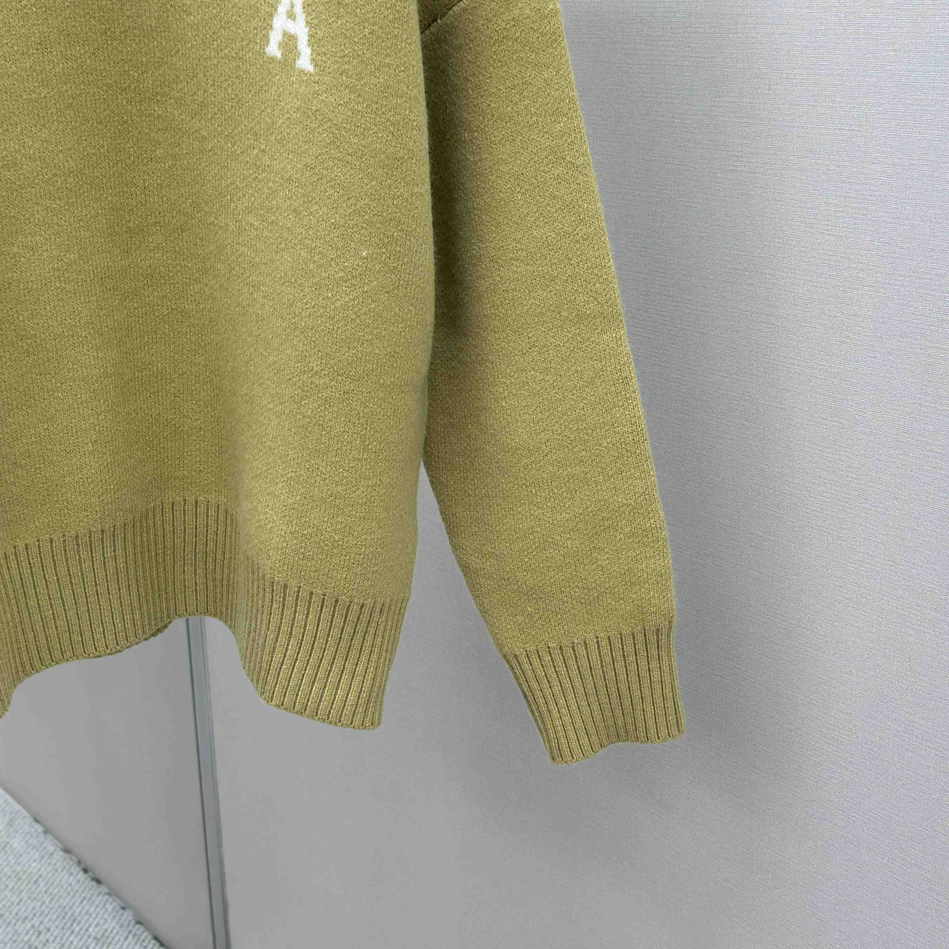 AMI Paris Yellow Alpaca Ami De Coeur Crewneck Sweater - DopestKickz