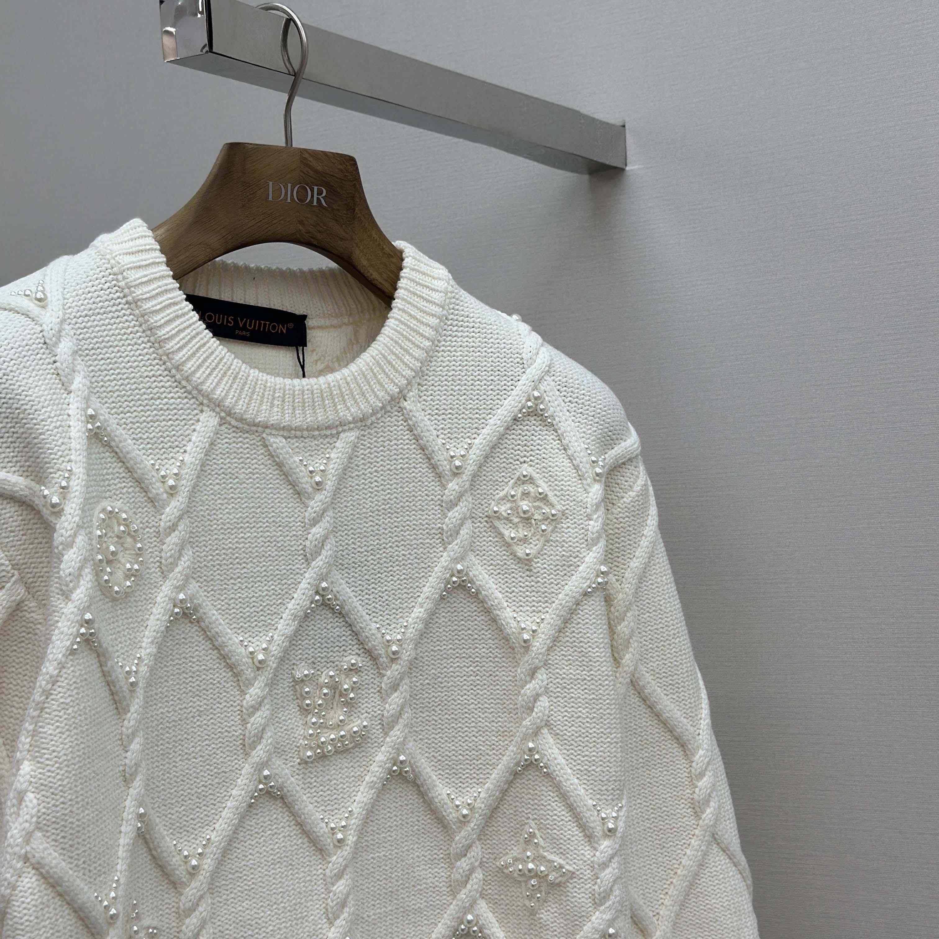 Louis Vuitton Embellished Cable Knit Wool Blend Pullover   1AGJUZ - DopestKickz