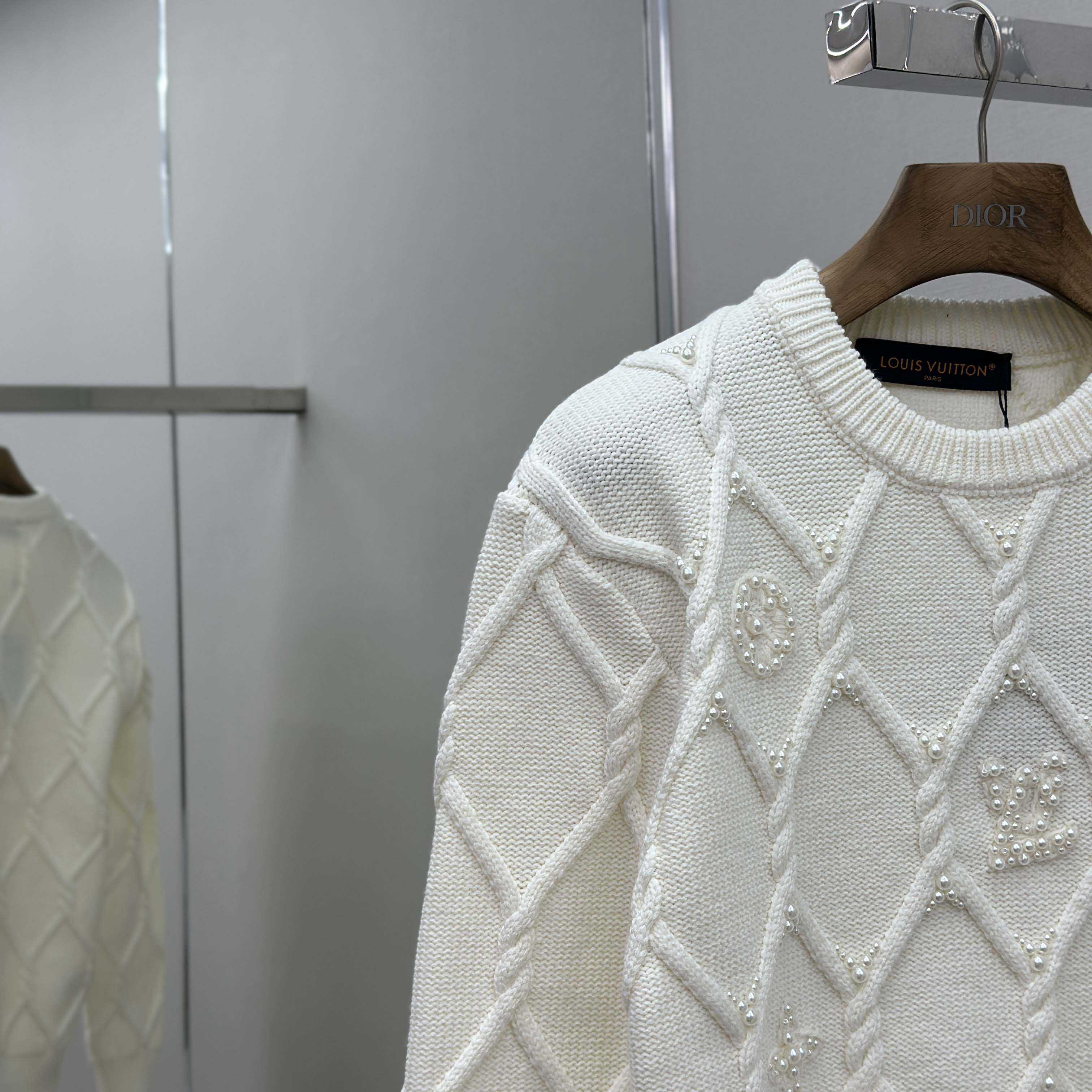 Louis Vuitton Embellished Cable Knit Wool Blend Pullover   1AGJUZ - DopestKickz