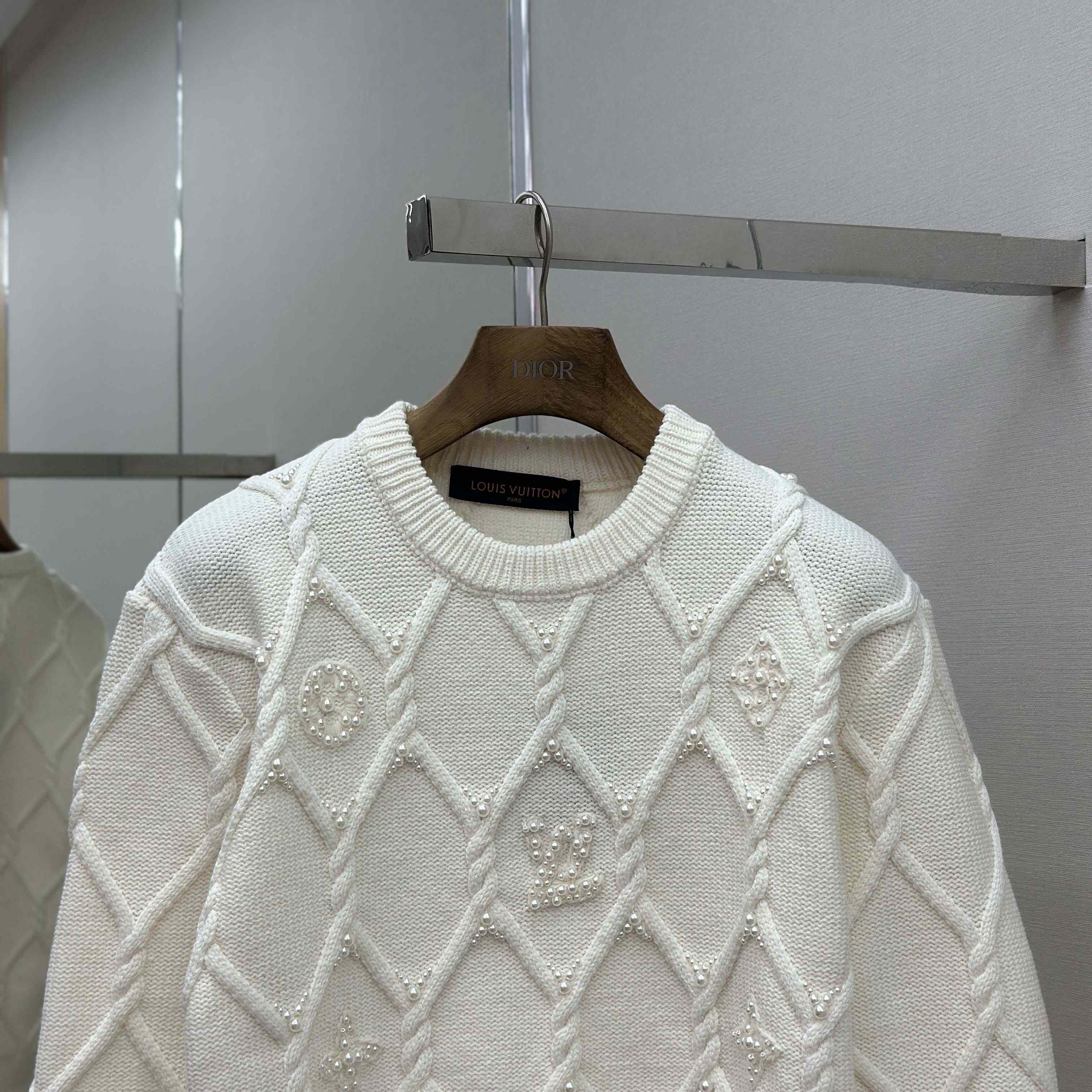 Louis Vuitton Embellished Cable Knit Wool Blend Pullover   1AGJUZ - DopestKickz