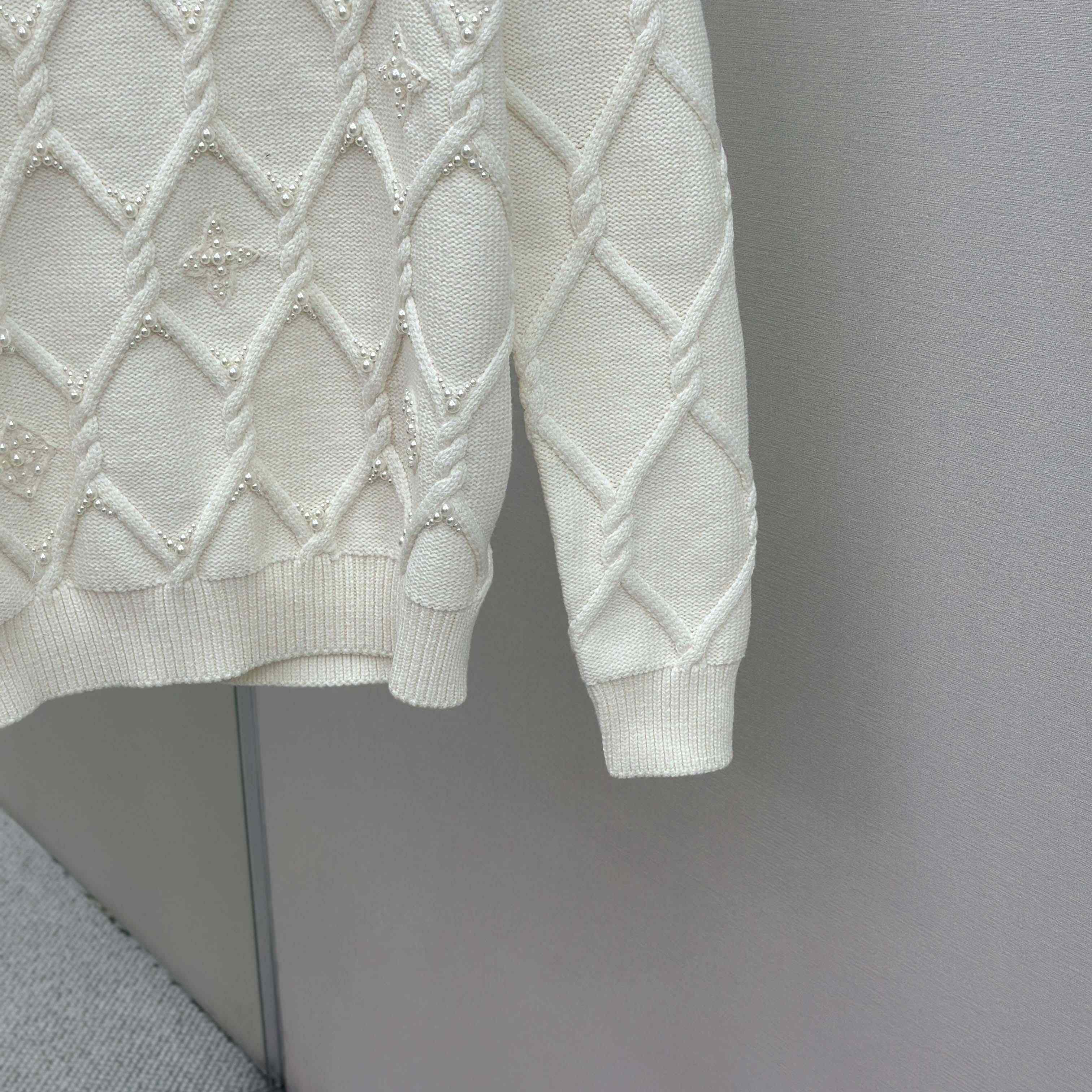Louis Vuitton Embellished Cable Knit Wool Blend Pullover   1AGJUZ - DopestKickz