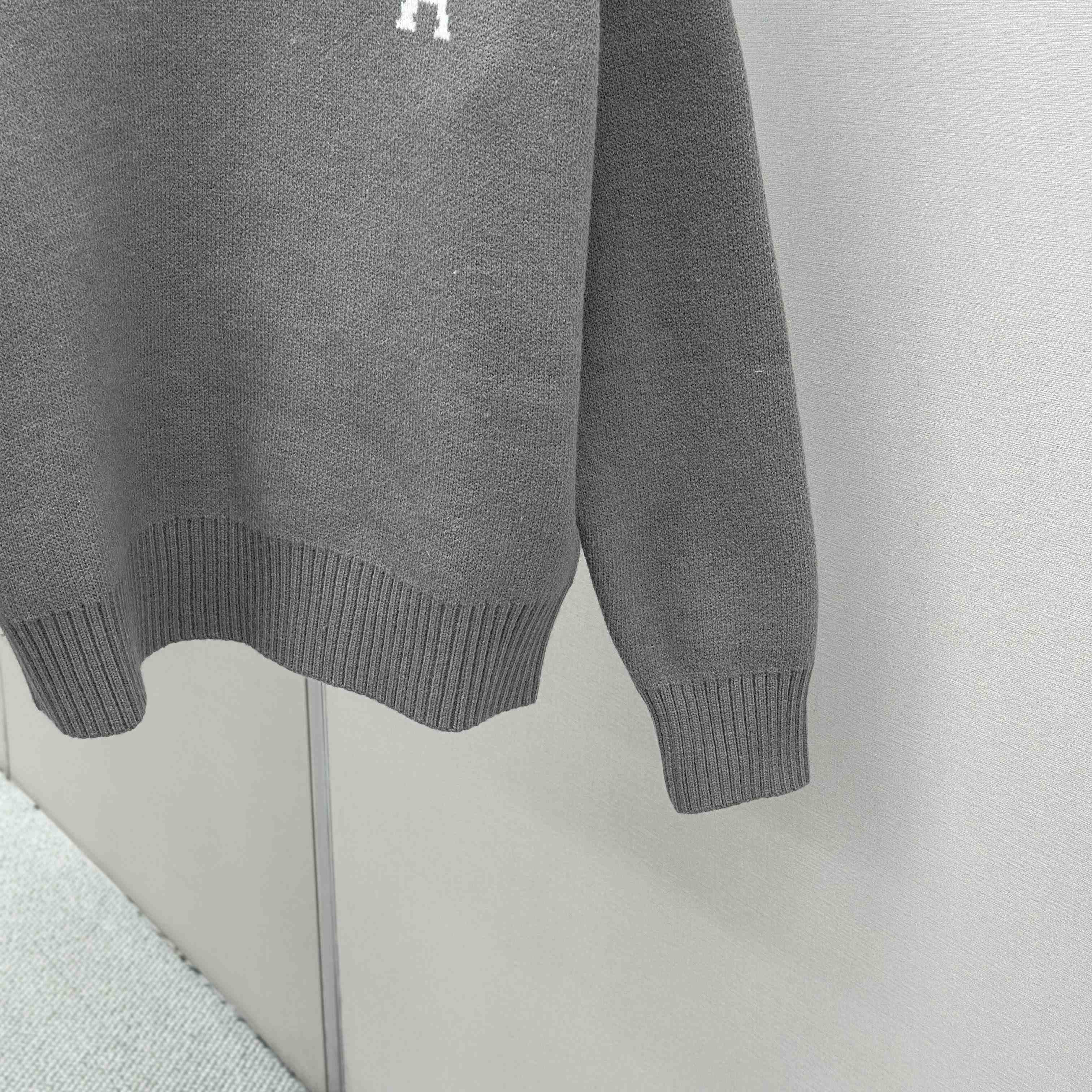 AMI Paris Grey Alpaca Ami De Coeur Crewneck Sweater  - DopestKickz
