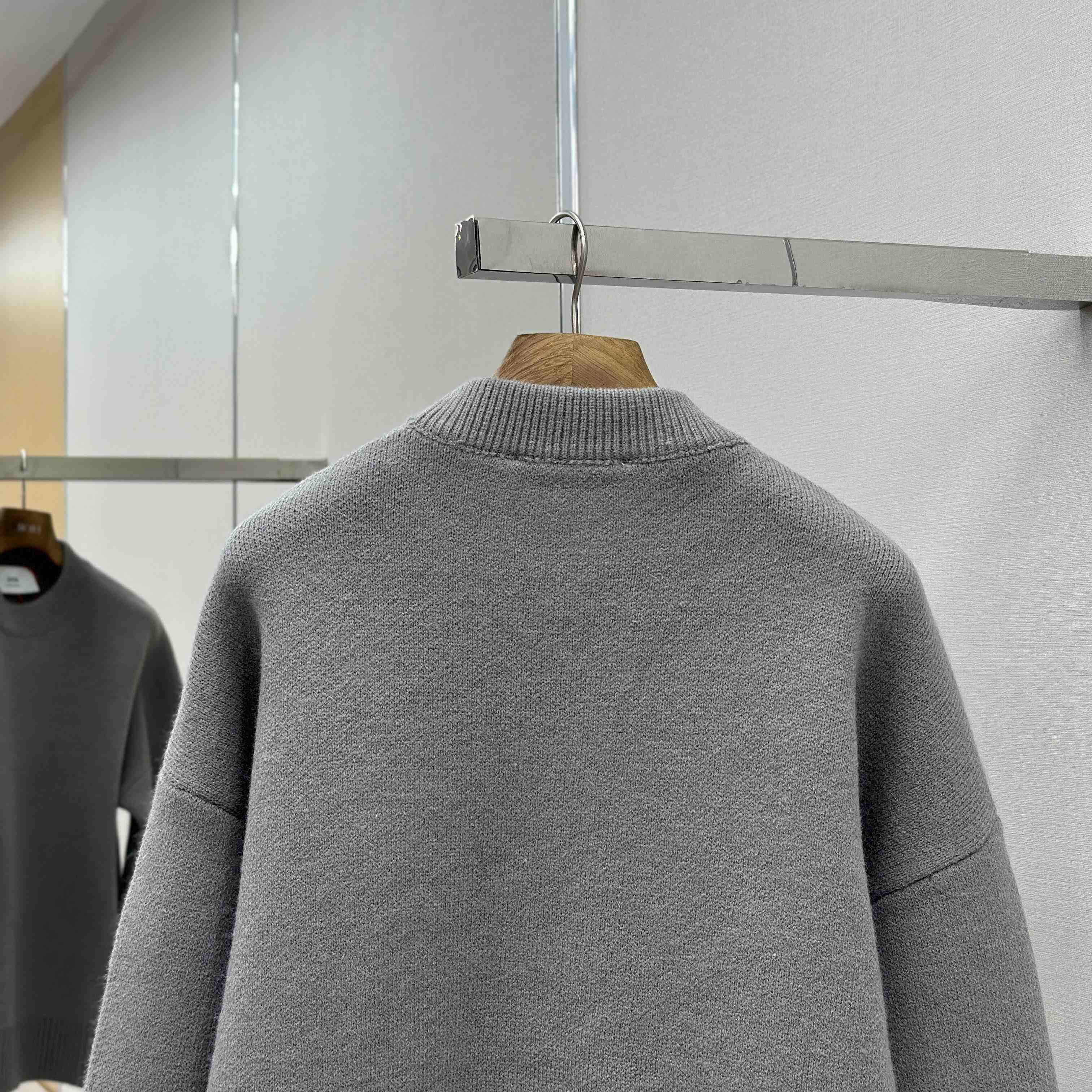 AMI Paris Grey Alpaca Ami De Coeur Crewneck Sweater  - DopestKickz