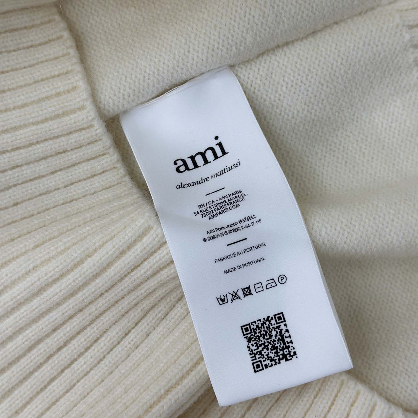 AMI Paris White Wool Ami De Coeur Polo - DopestKickz