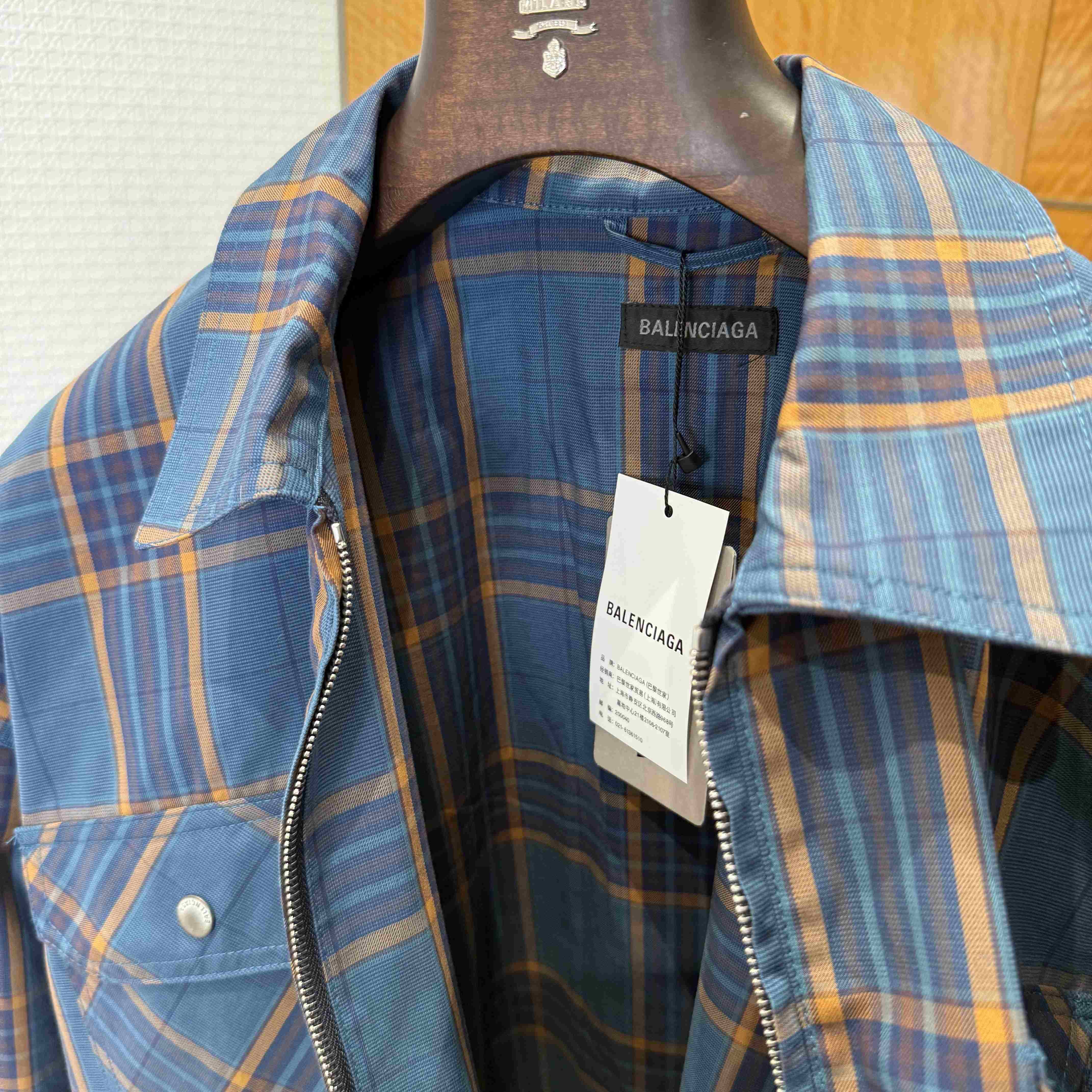 Balenciaga Zip-Up Shirt In Blue And Orange - DopestKickz