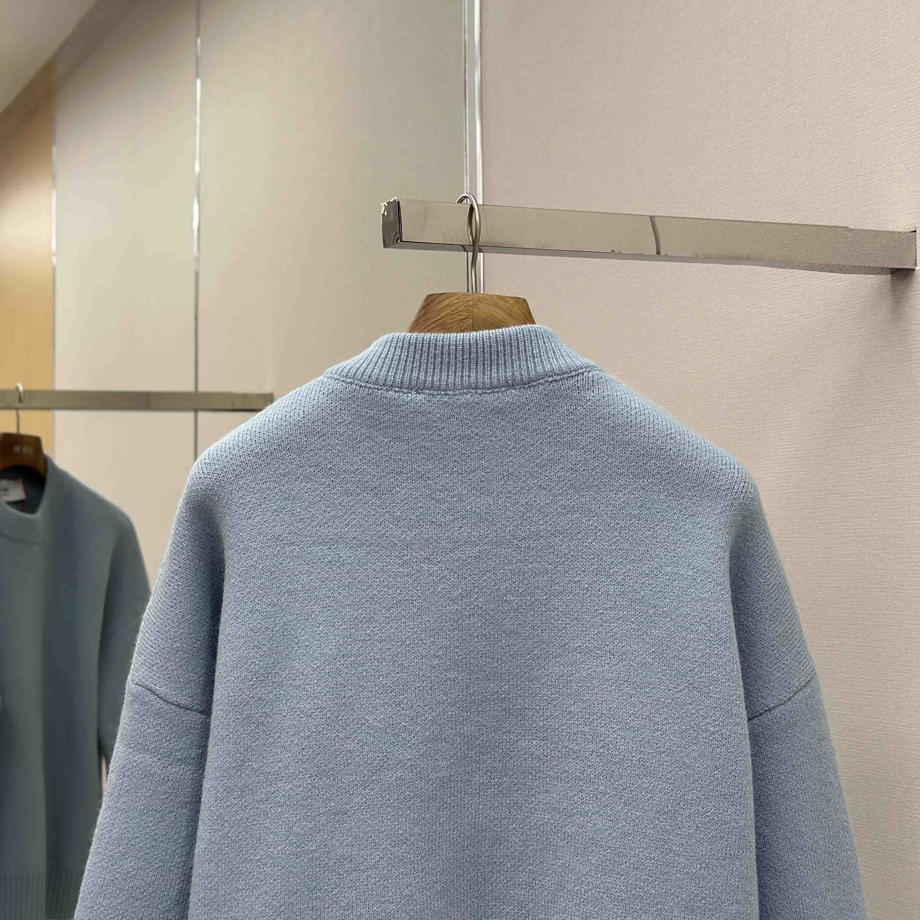 AMI Paris Blue Alpaca Ami De Coeur Crewneck Sweater  - DopestKickz