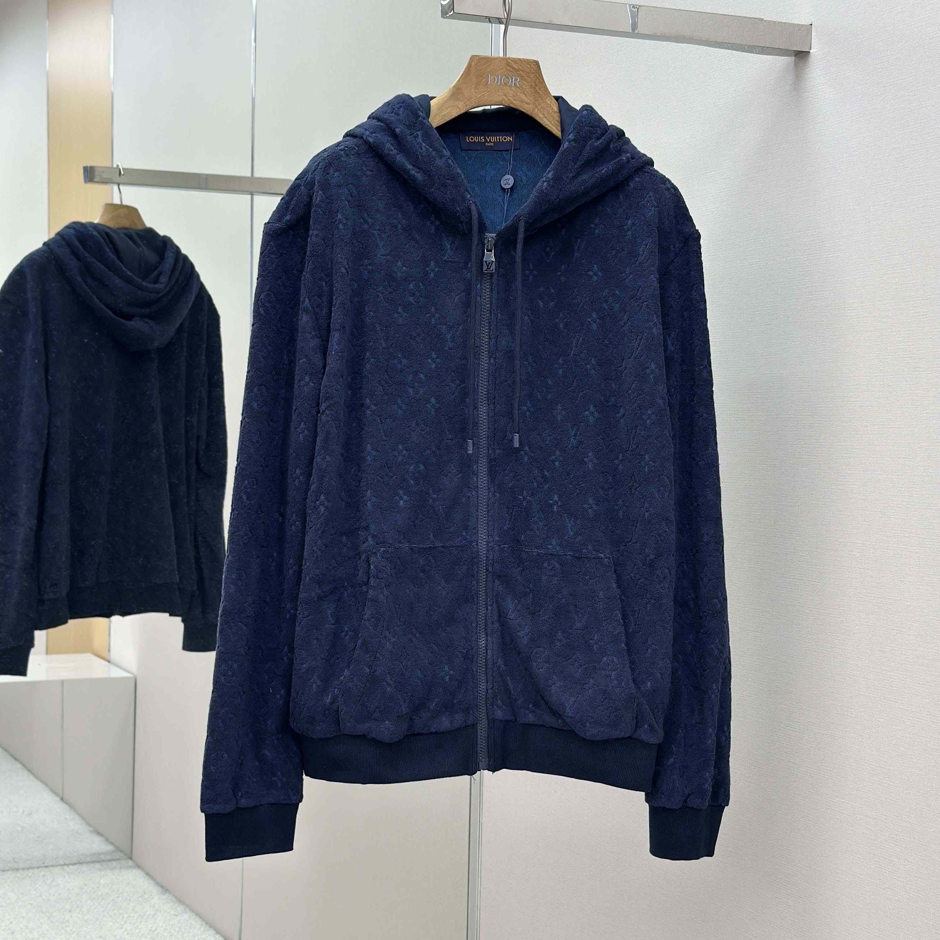 Louis Vuitton Monogram French Terry Zip-Through Hoodie   1AHUWW - DopestKickz