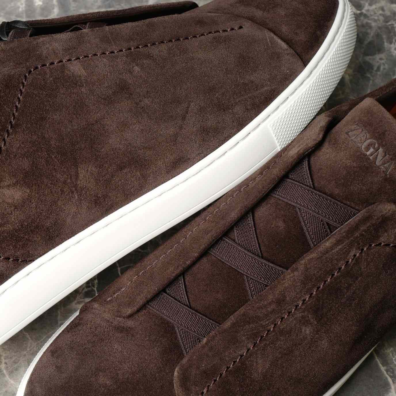 Zegna Utility Blue suede Triple Stitch™ Sneakers - DopestKickz