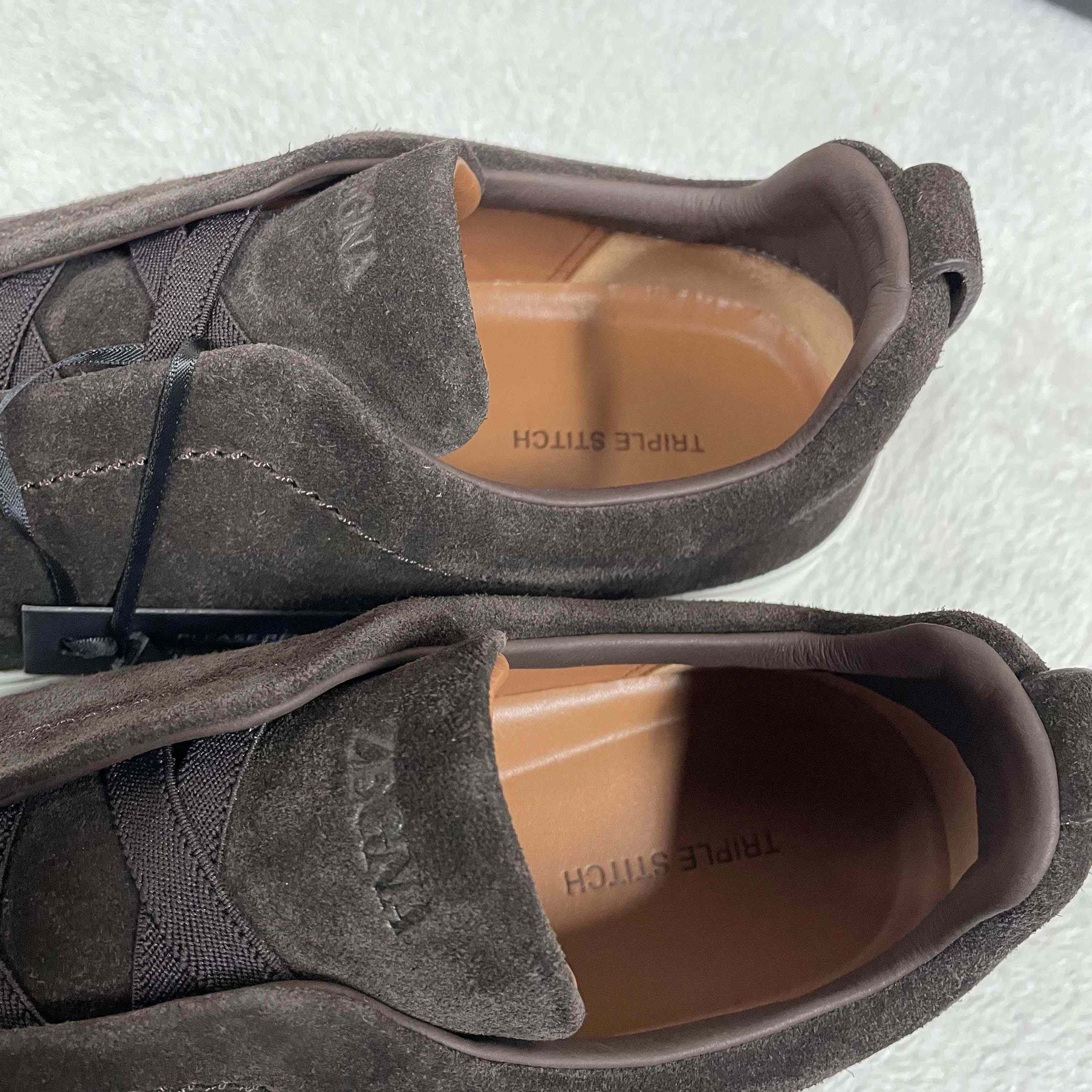 Zegna Utility Blue suede Triple Stitch™ Sneakers - DopestKickz