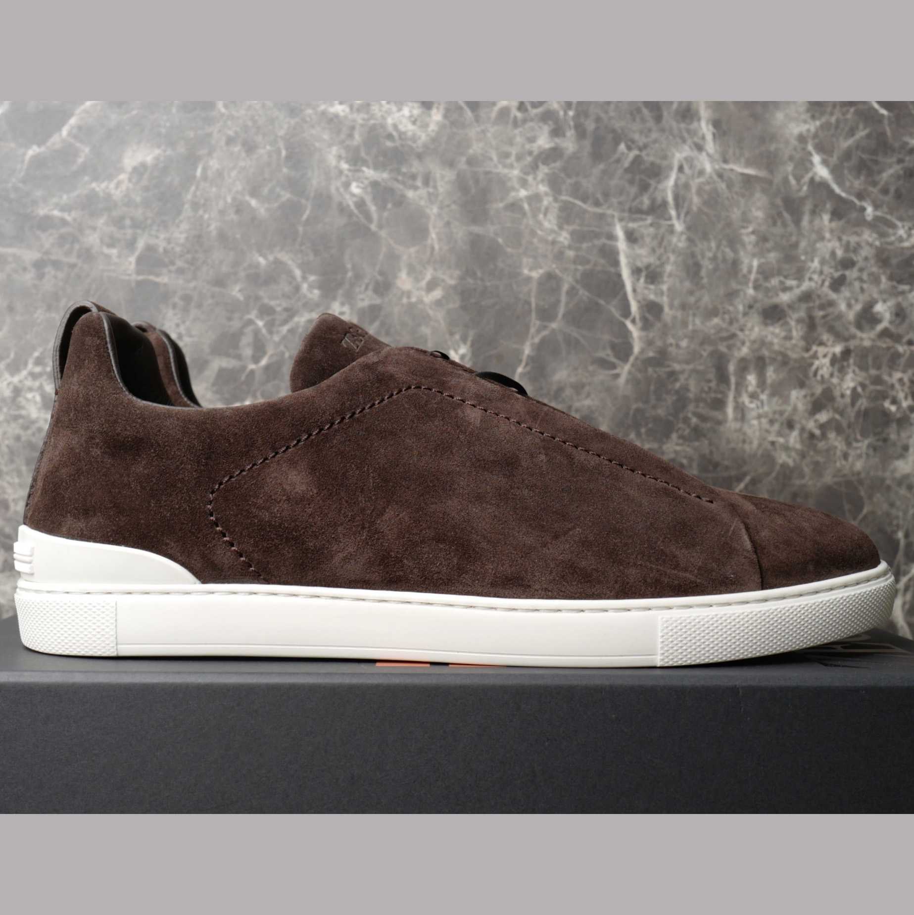 Zegna Utility Blue suede Triple Stitch™ Sneakers - DopestKickz