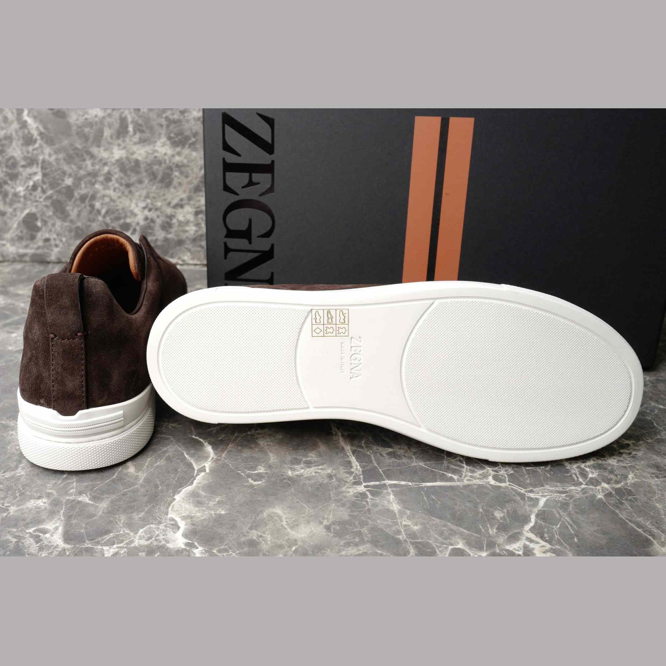 Zegna Utility Blue suede Triple Stitch™ Sneakers - DopestKickz