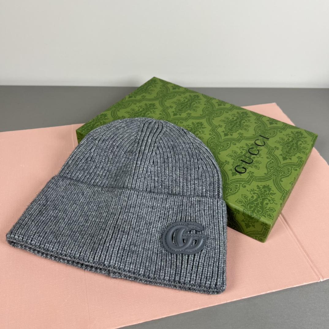 Gucci Cashmere Hat With Patch - DopestKickz