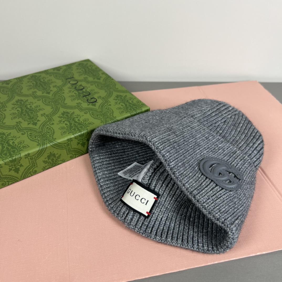 Gucci Cashmere Hat With Patch - DopestKickz