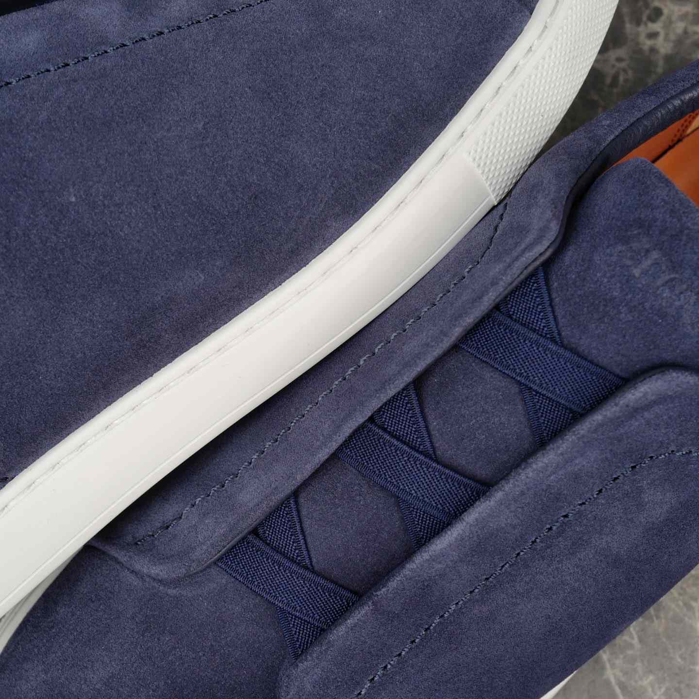 Zegna Utility Blue suede Triple Stitch™ Sneakers - DopestKickz