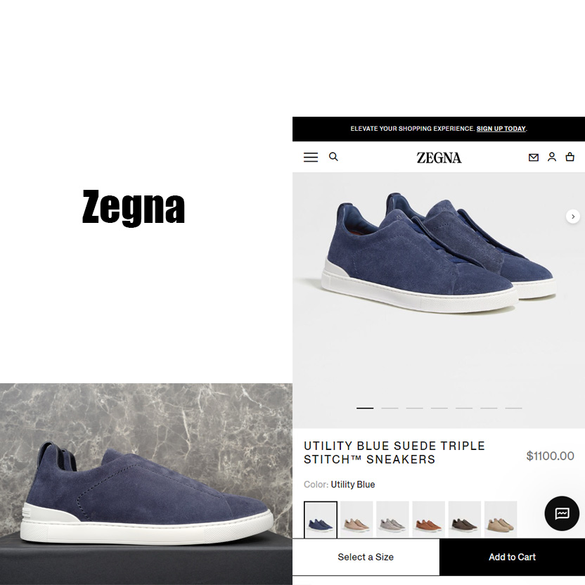Zegna Utility Blue suede Triple Stitch™ Sneakers - DopestKickz
