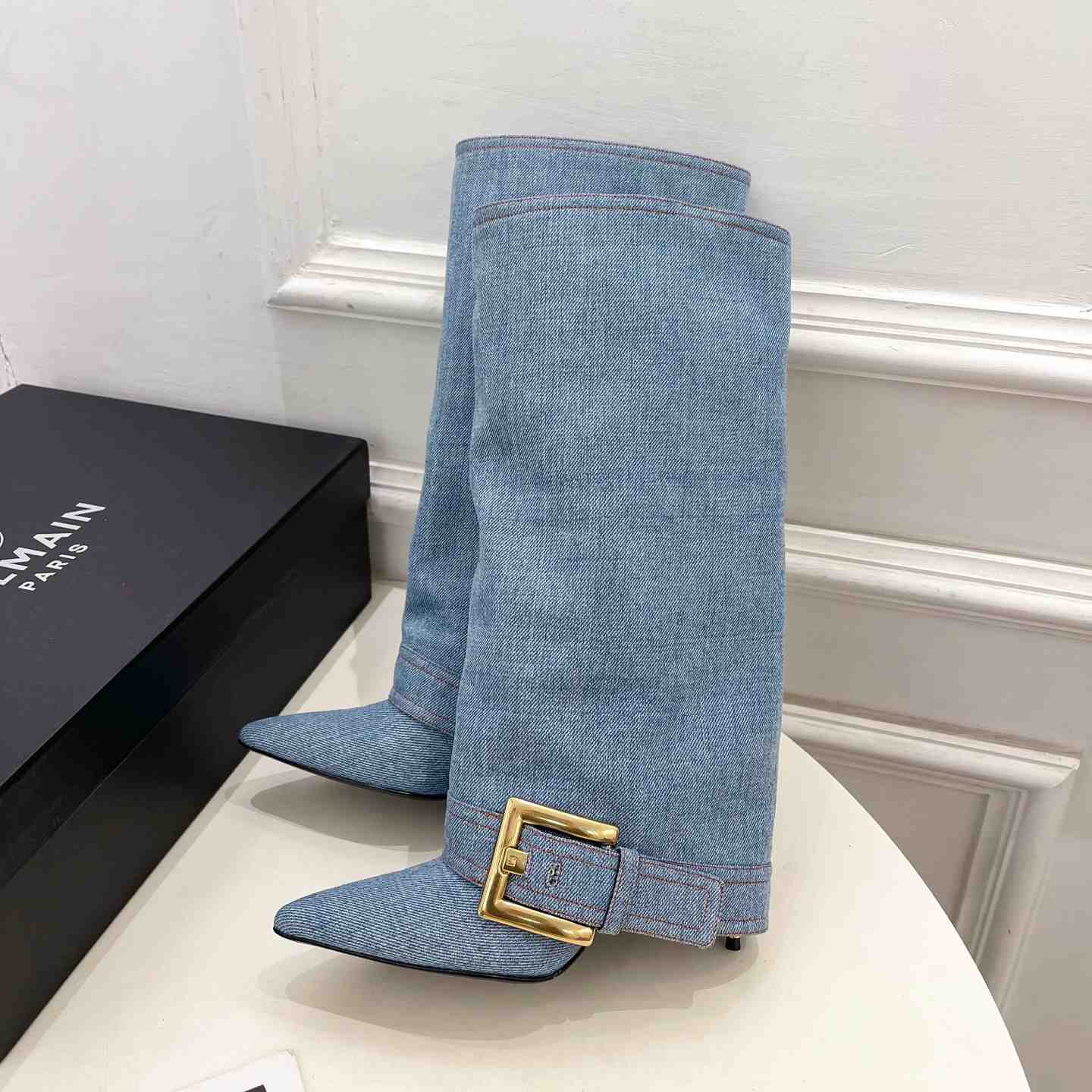 Balmain Anthem Denim Boots - DopestKickz