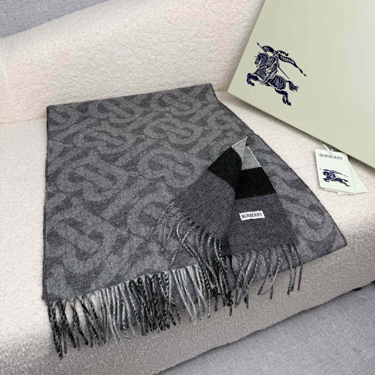 Burberry Reversible Check And Monogram Cashmere Scarf  - DopestKickz