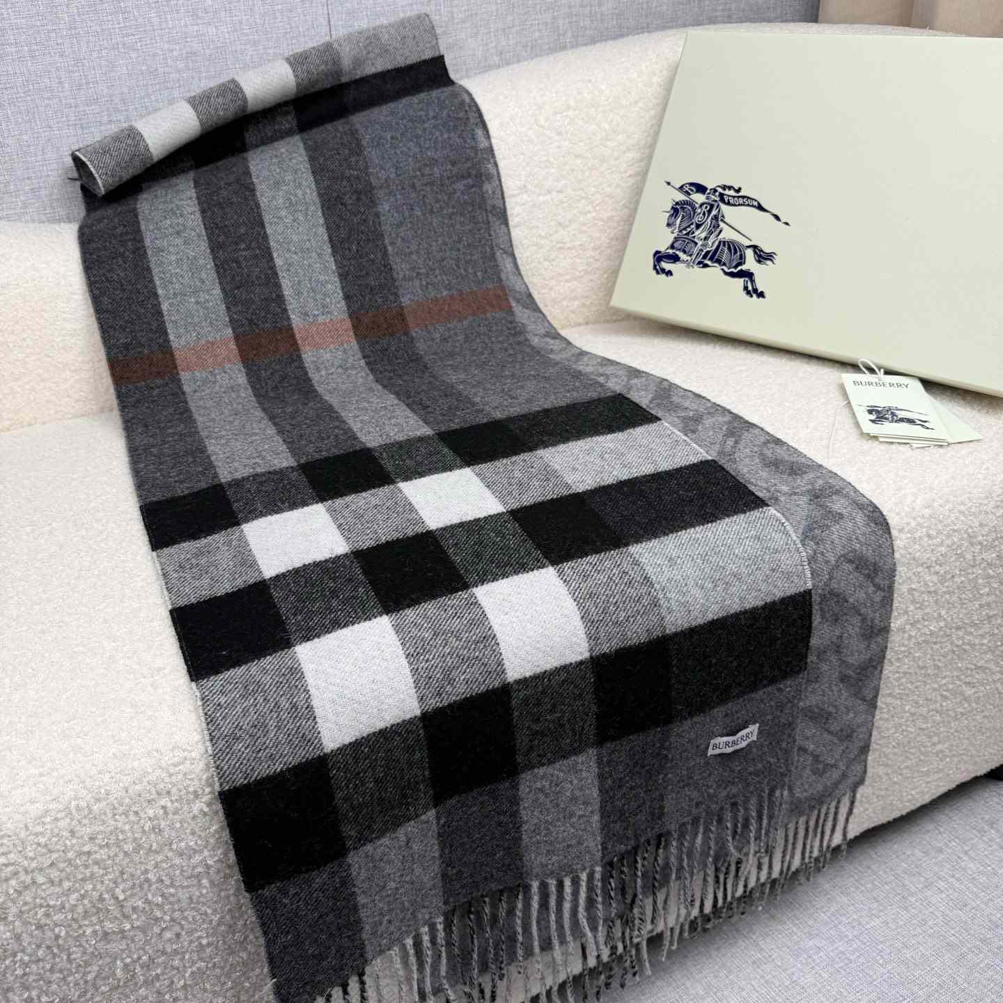 Burberry Reversible Check And Monogram Cashmere Scarf  - DopestKickz