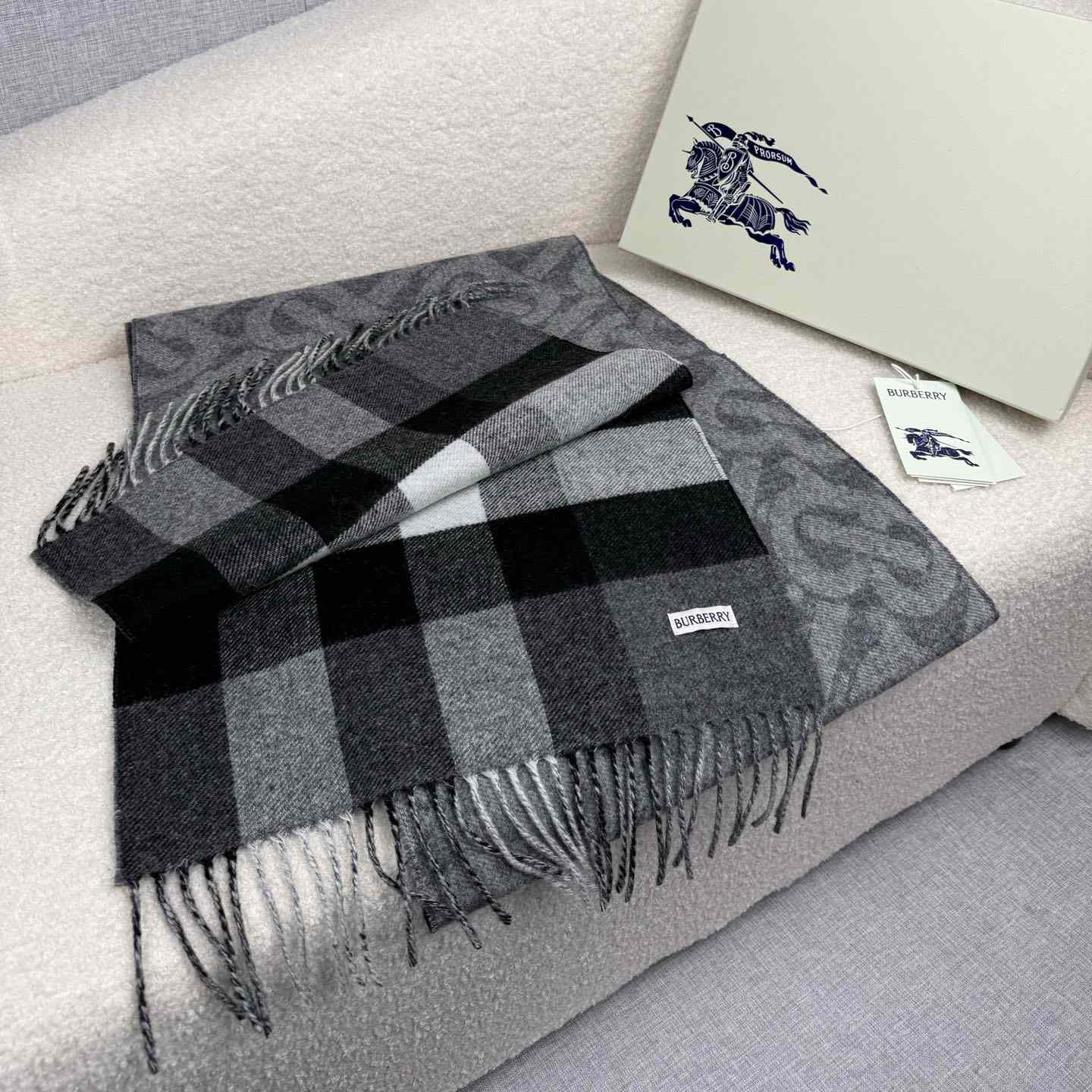 Burberry Reversible Check And Monogram Cashmere Scarf  - DopestKickz