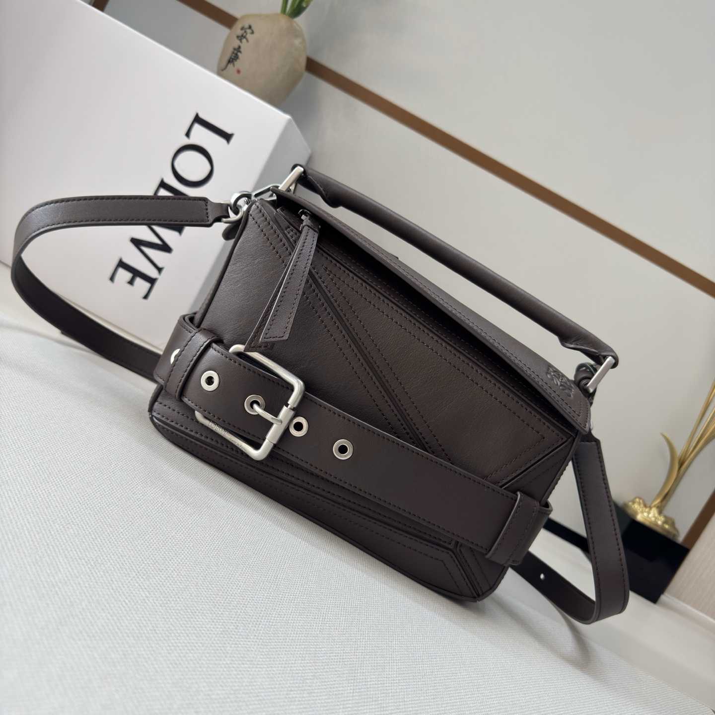 Loewe Small Puzzle Biker Bag In Shiny Calfskin - DopestKickz