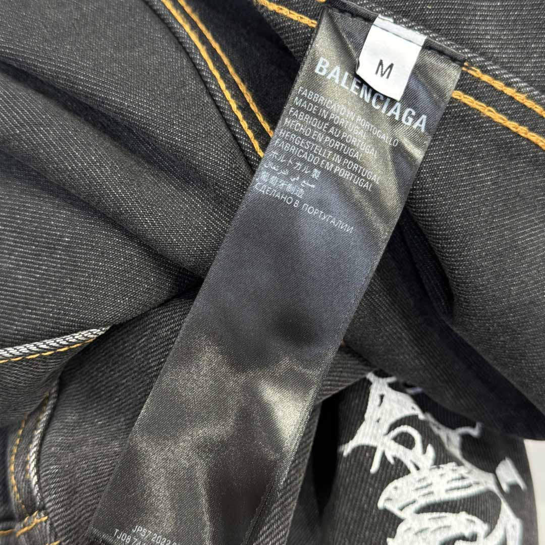 Balenciaga Graffiti Denim Jacket - DopestKickz