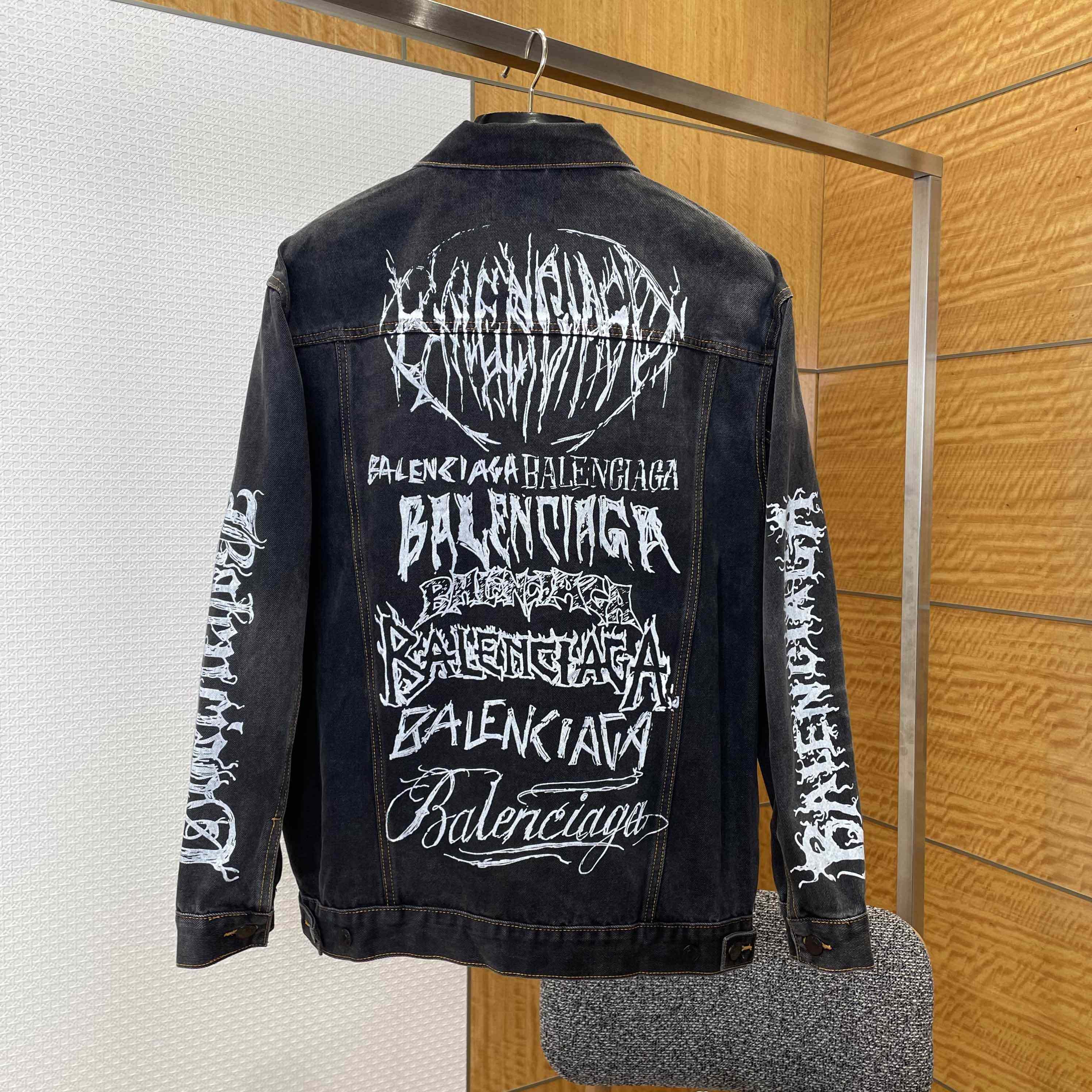 Balenciaga Graffiti Denim Jacket - DopestKickz