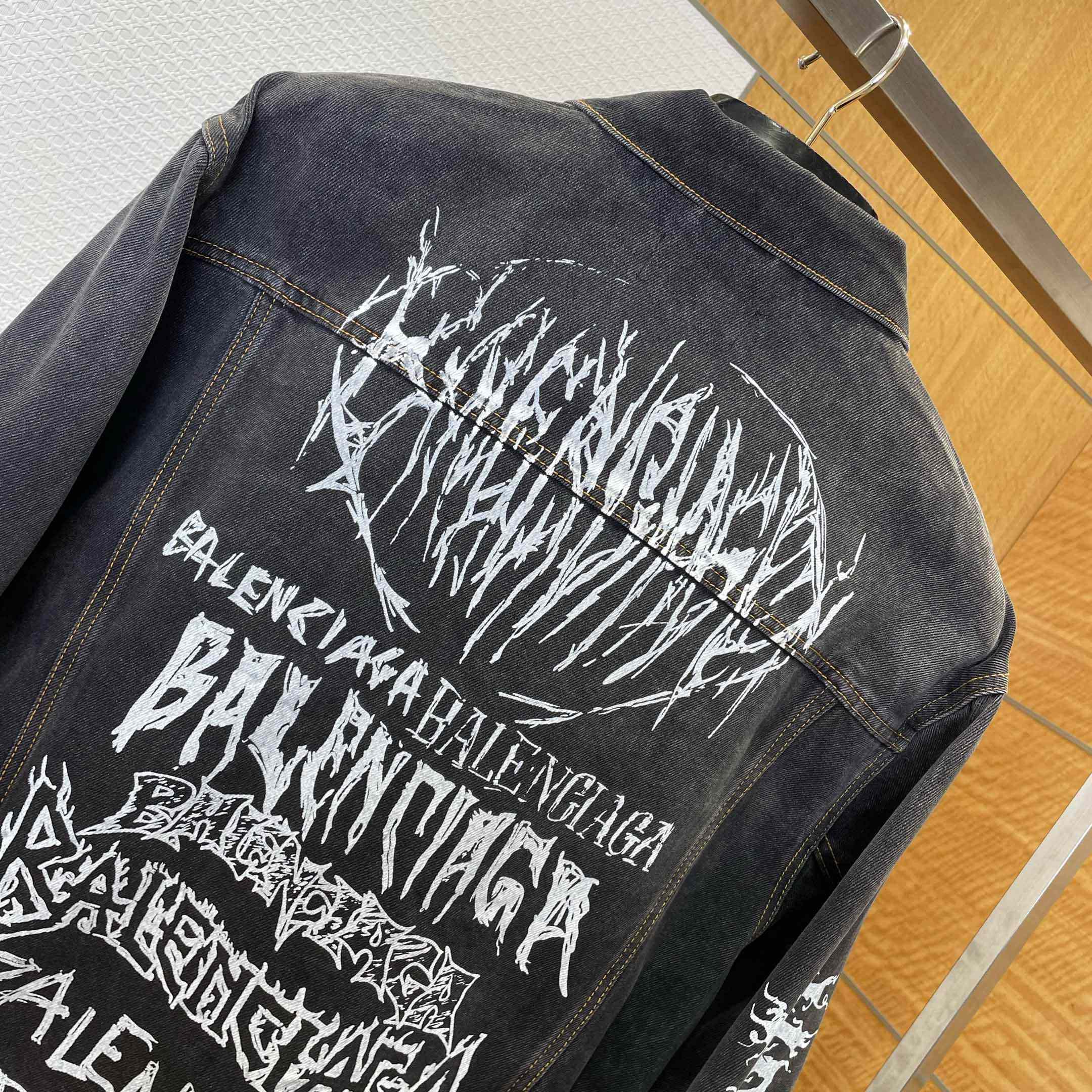 Balenciaga Graffiti Denim Jacket - DopestKickz
