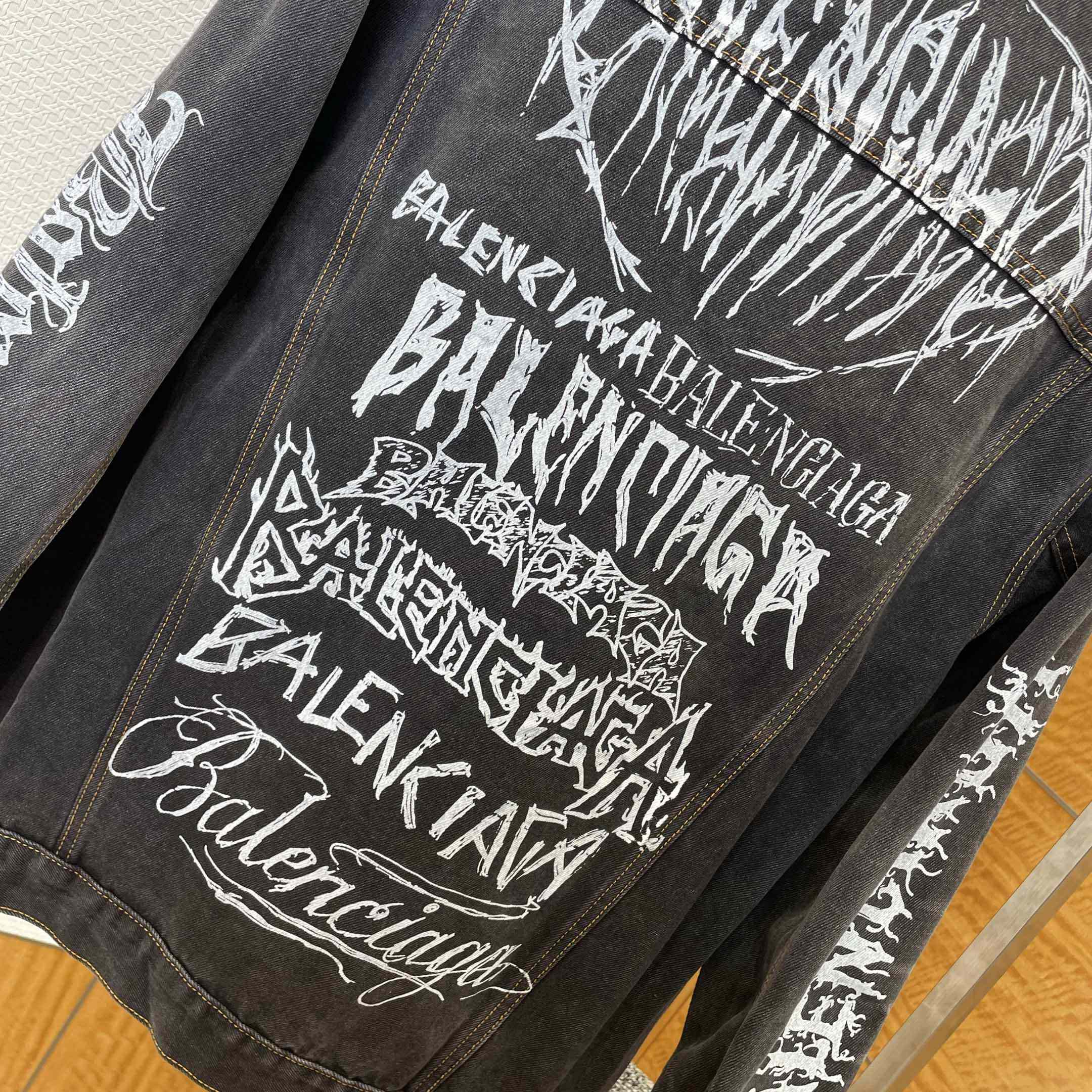 Balenciaga Graffiti Denim Jacket - DopestKickz