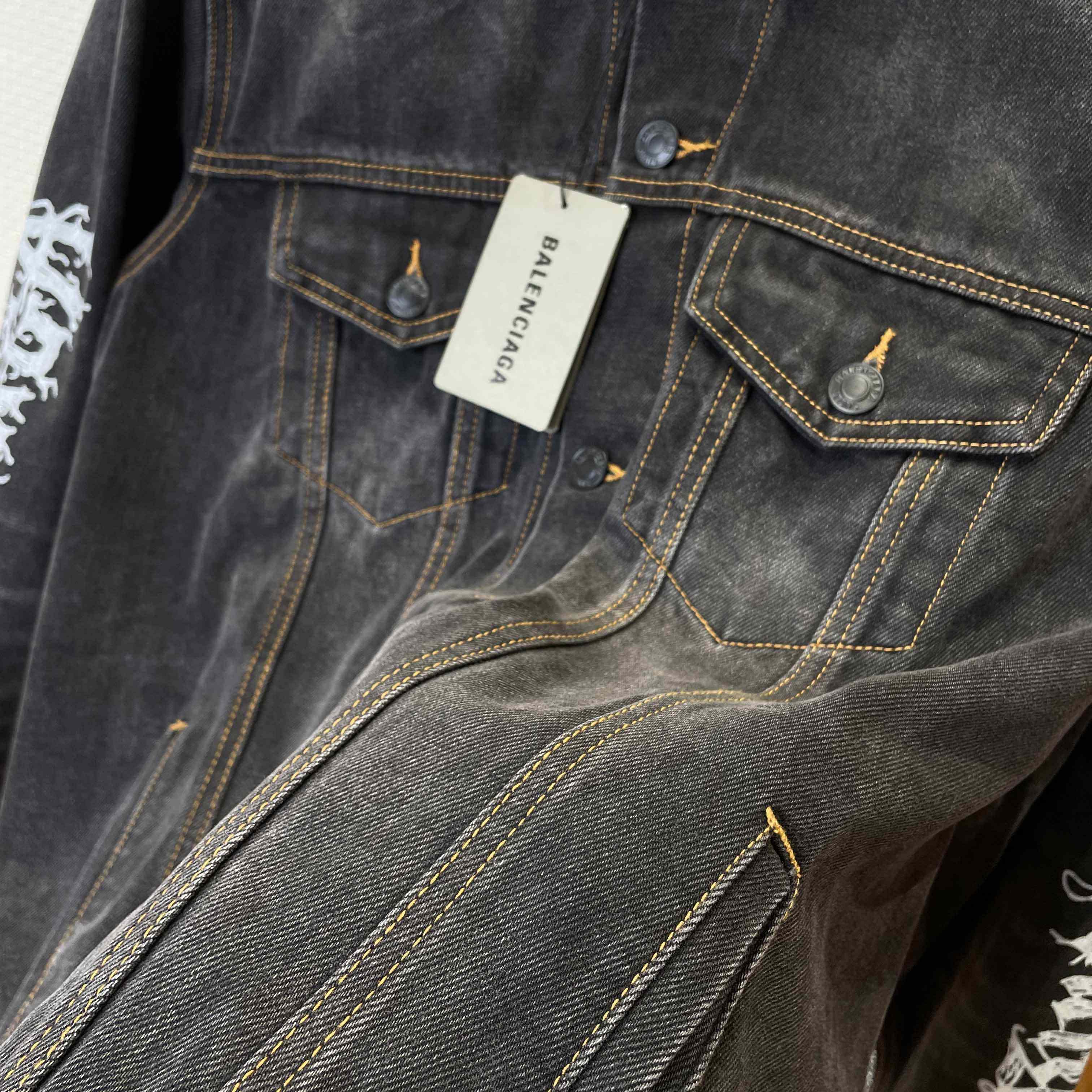 Balenciaga Graffiti Denim Jacket - DopestKickz