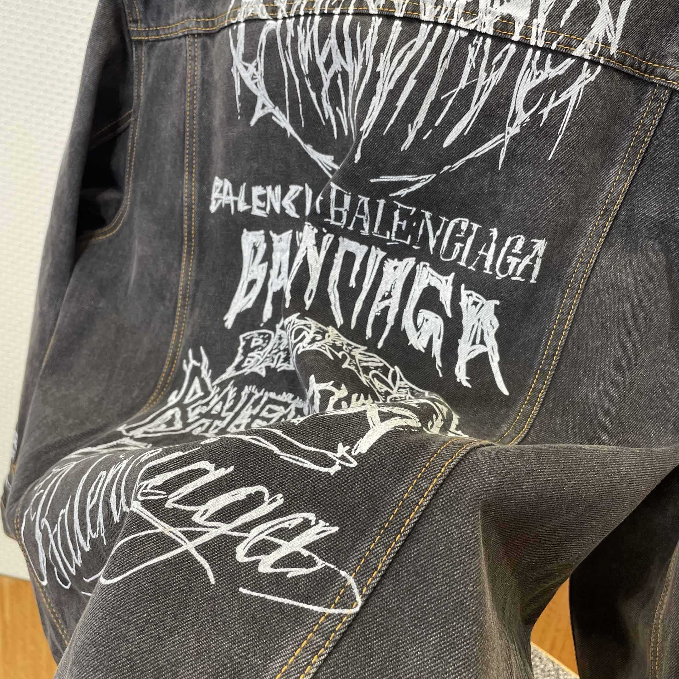 Balenciaga Graffiti Denim Jacket - DopestKickz