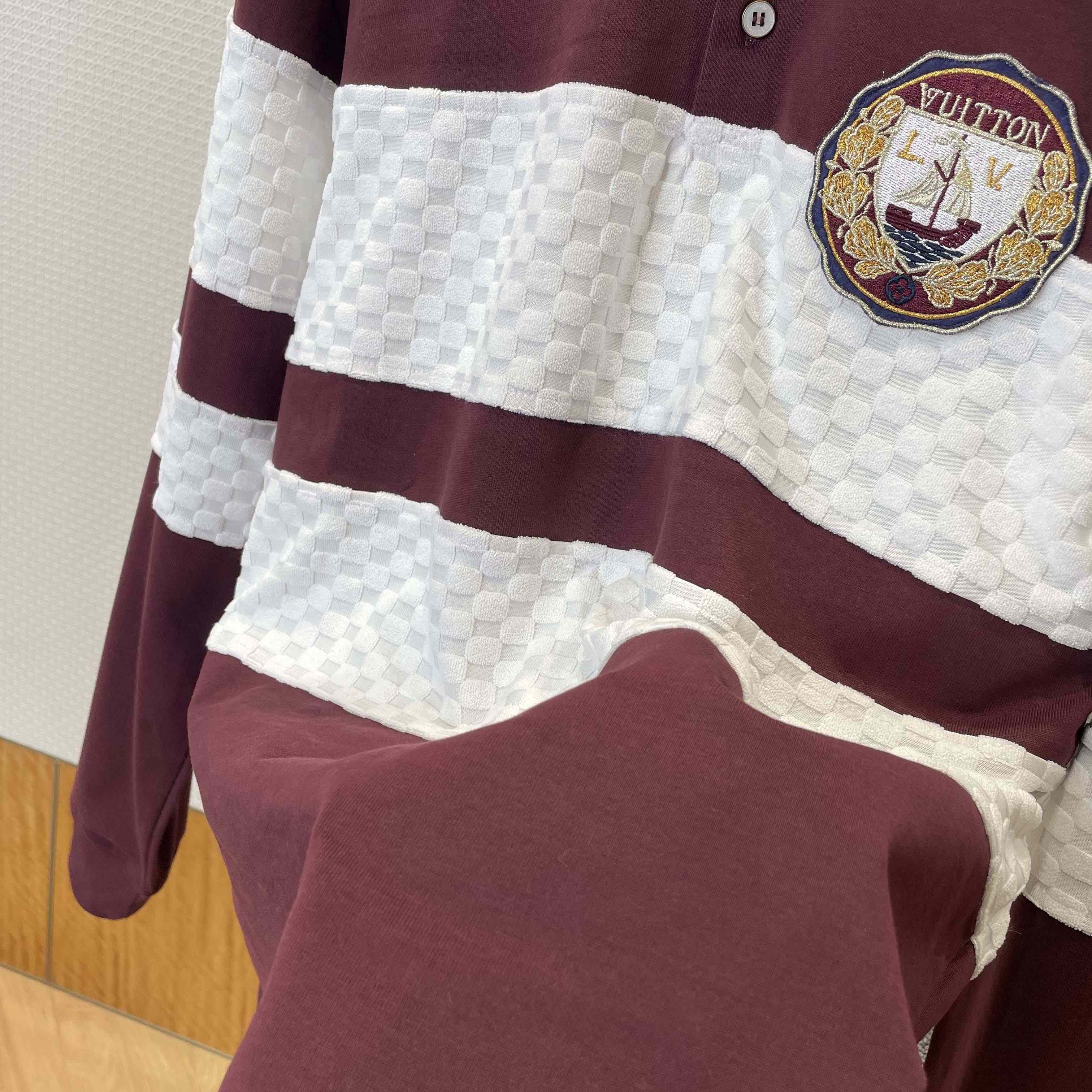 Louis Vuitton Damier Striped Long-Sleeved Polo Shirt   1AIKBY - DopestKickz