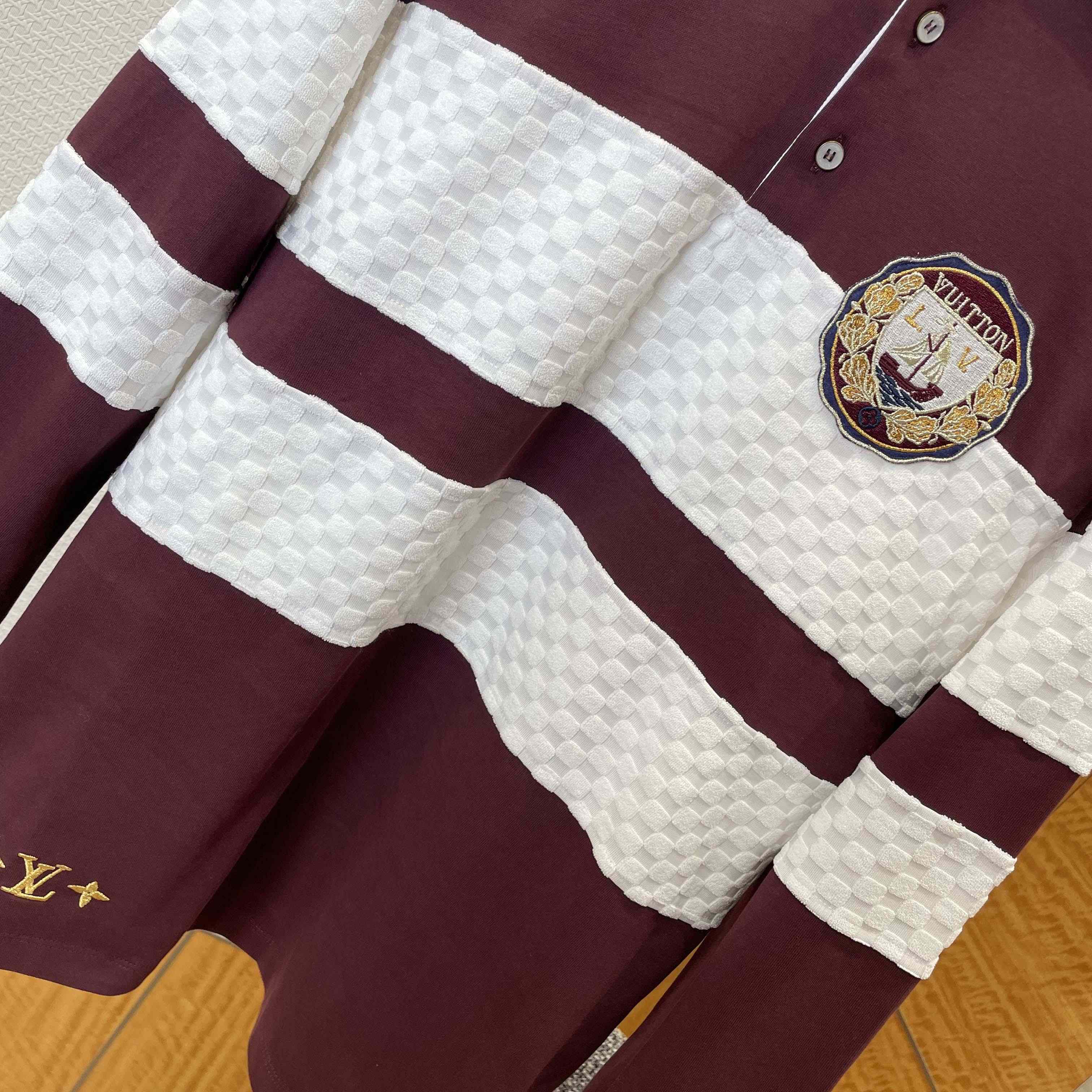 Louis Vuitton Damier Striped Long-Sleeved Polo Shirt   1AIKBY - DopestKickz