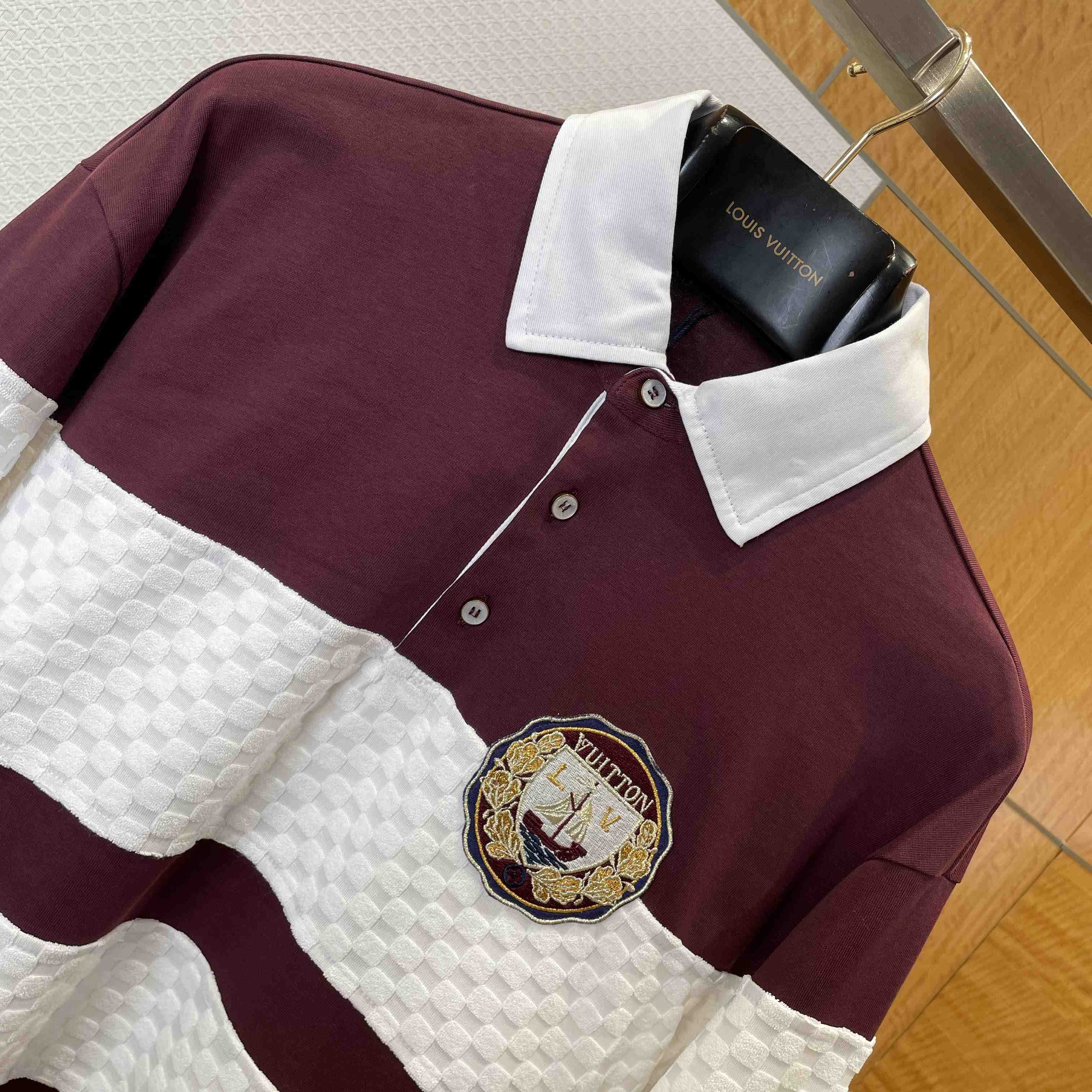 Louis Vuitton Damier Striped Long-Sleeved Polo Shirt   1AIKBY - DopestKickz