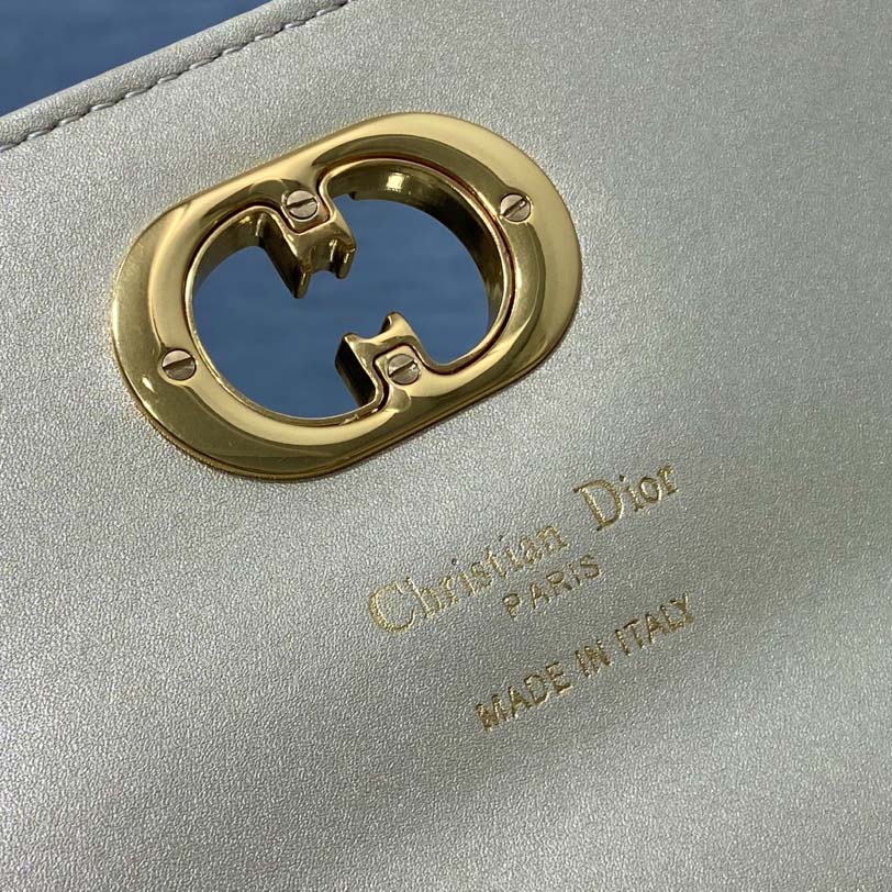 Dior Miss Caro Top Handle Pouch Metallic Pale Gold-Tone Macrocannage Calfskin  - DopestKickz