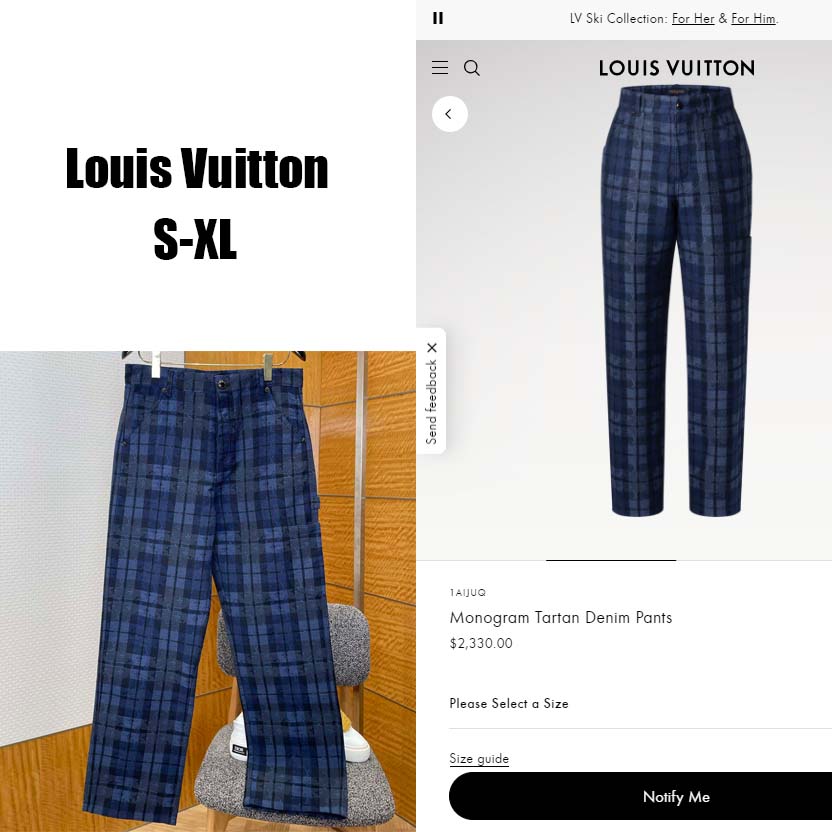 Louis Vuitton Monogram Tartan Denim Pants   1AIJUQ - DopestKickz