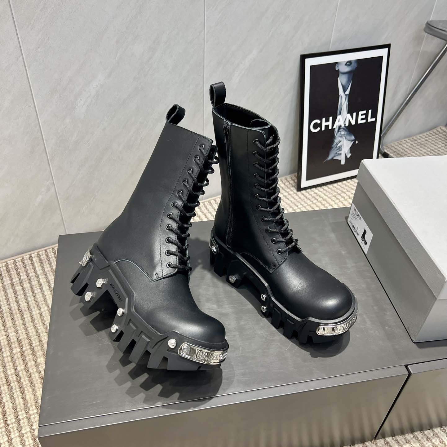 Balenciaga Bulldozer Lace-Up Boot in black matte smooth calfskin - DopestKickz