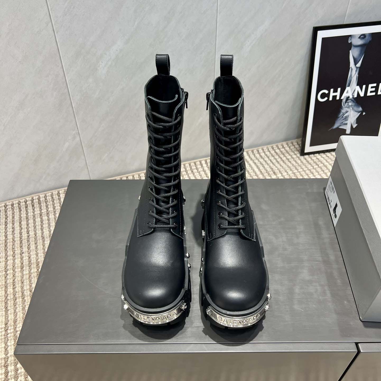Balenciaga Bulldozer Lace-Up Boot in black matte smooth calfskin - DopestKickz