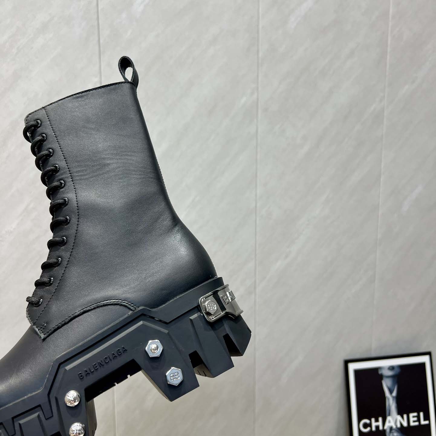 Balenciaga Bulldozer Lace-Up Boot in black matte smooth calfskin - DopestKickz