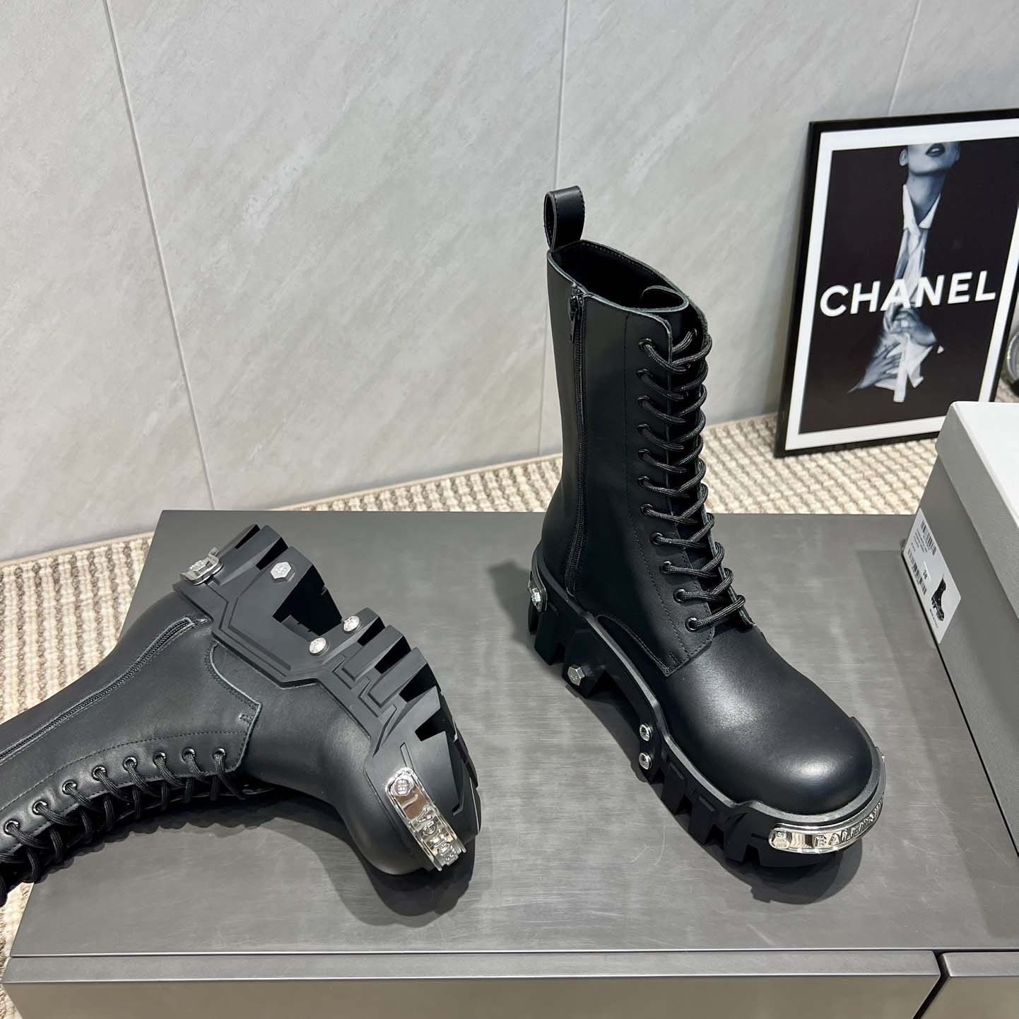 Balenciaga Bulldozer Lace-Up Boot in black matte smooth calfskin - DopestKickz