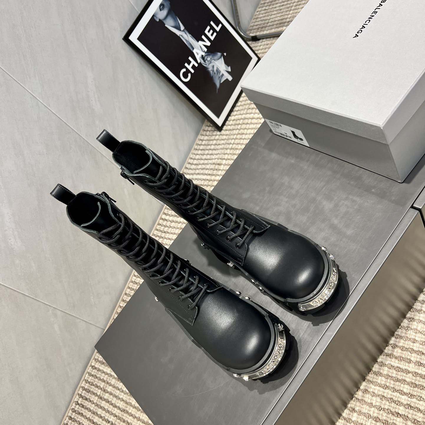 Balenciaga Bulldozer Lace-Up Boot in black matte smooth calfskin - DopestKickz