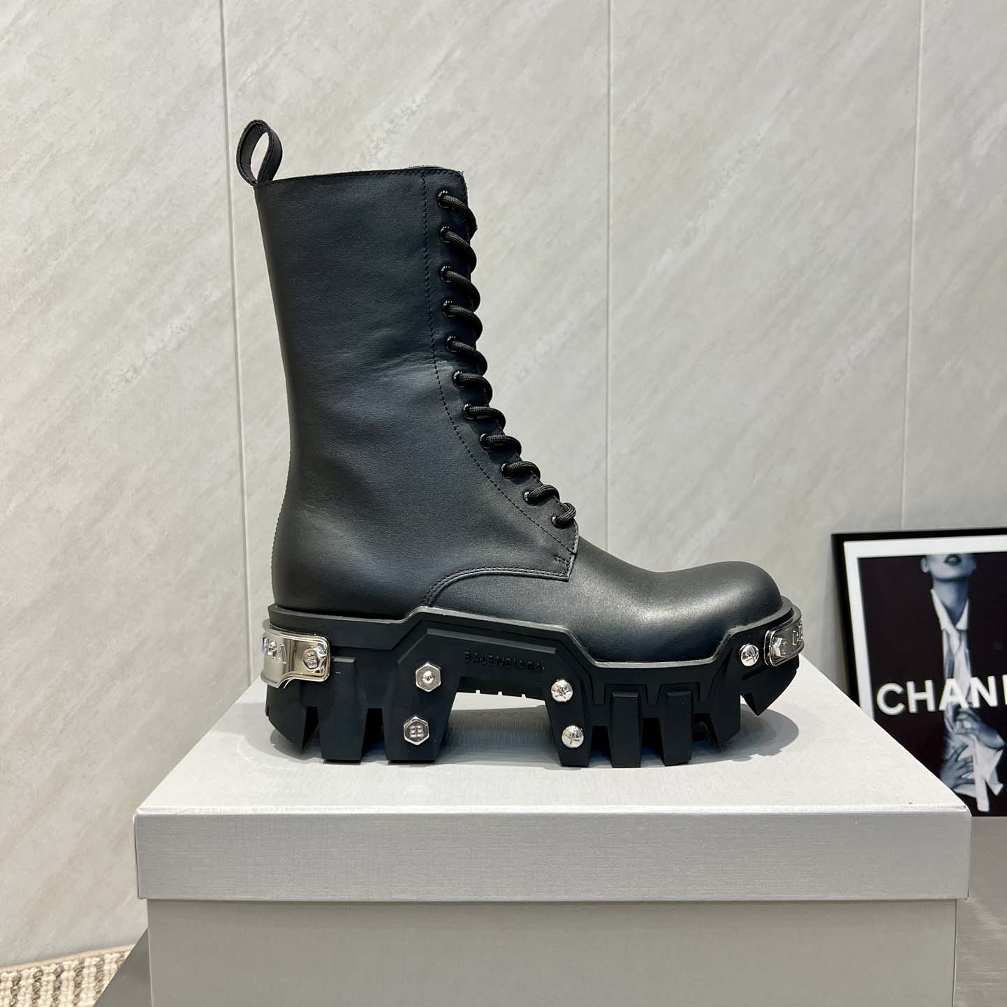 Balenciaga Bulldozer Lace-Up Boot in black matte smooth calfskin - DopestKickz