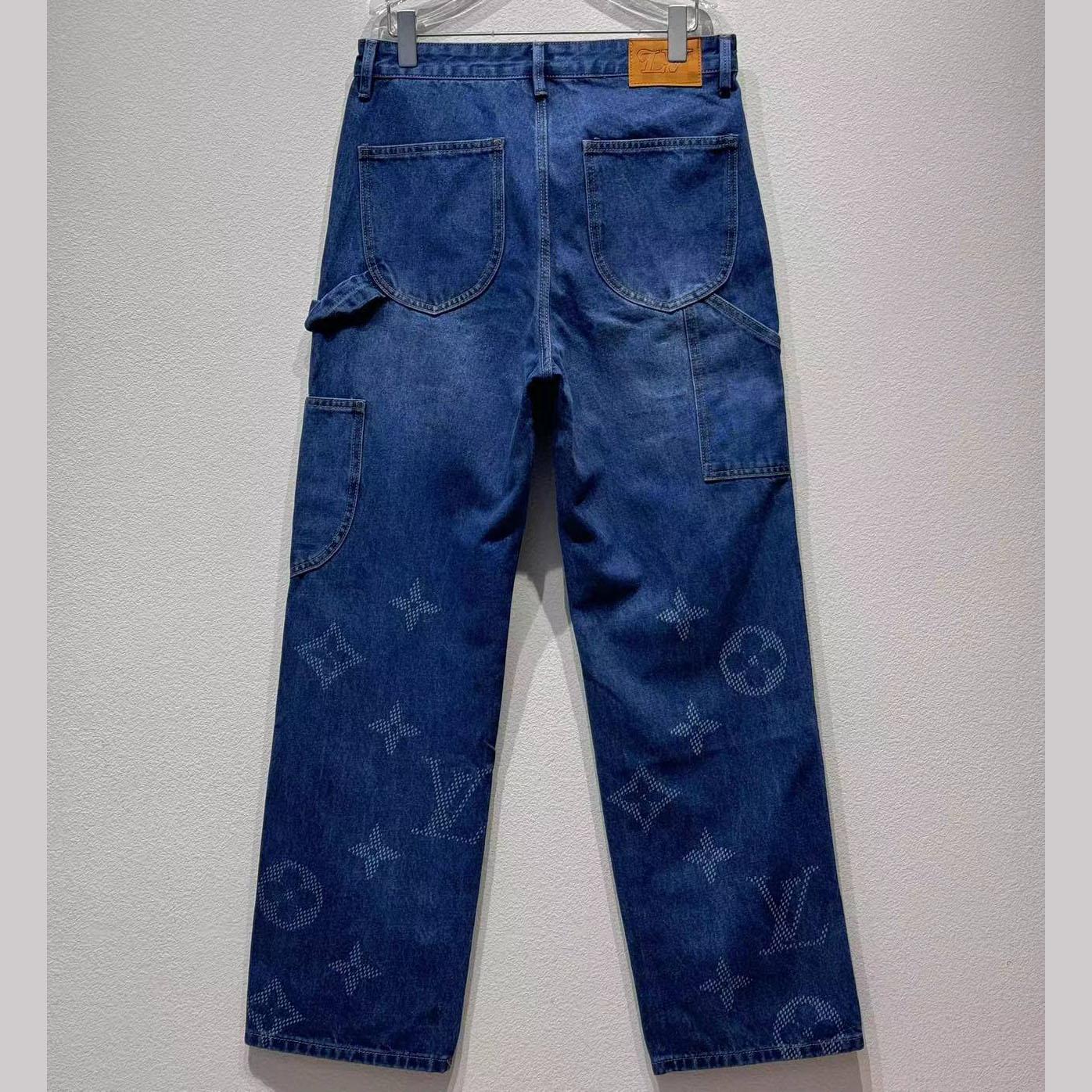 Louis Vuitton Monogram Denim Workwear Pants   1AIJUF - DopestKickz