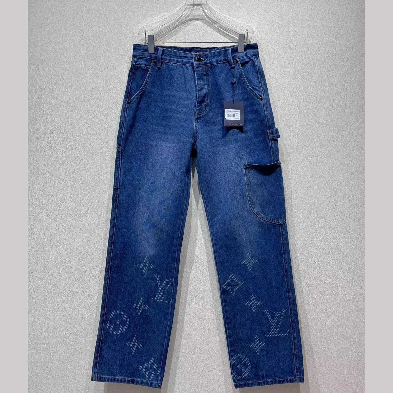 Louis Vuitton Monogram Denim Workwear Pants   1AIJUF - DopestKickz
