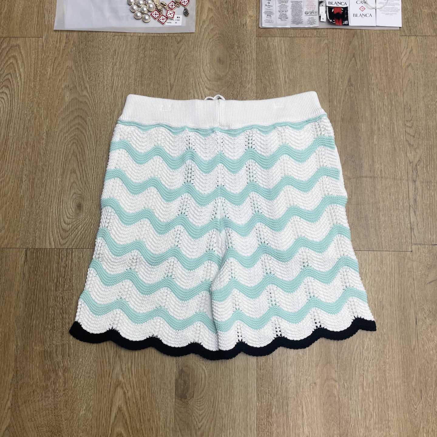 Casablanca Gradient Wave Cotton Crochet Shorts   D0111 - DopestKickz