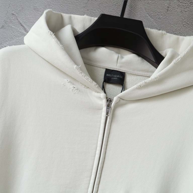 Balenciaga Back Zip-Up Hoodie Regular Fit in dirty white and blue - DopestKickz