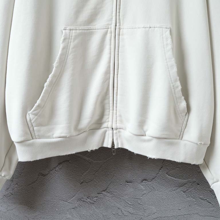 Balenciaga Back Zip-Up Hoodie Regular Fit in dirty white and blue - DopestKickz