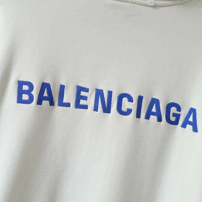 Balenciaga Back Zip-Up Hoodie Regular Fit in dirty white and blue - DopestKickz