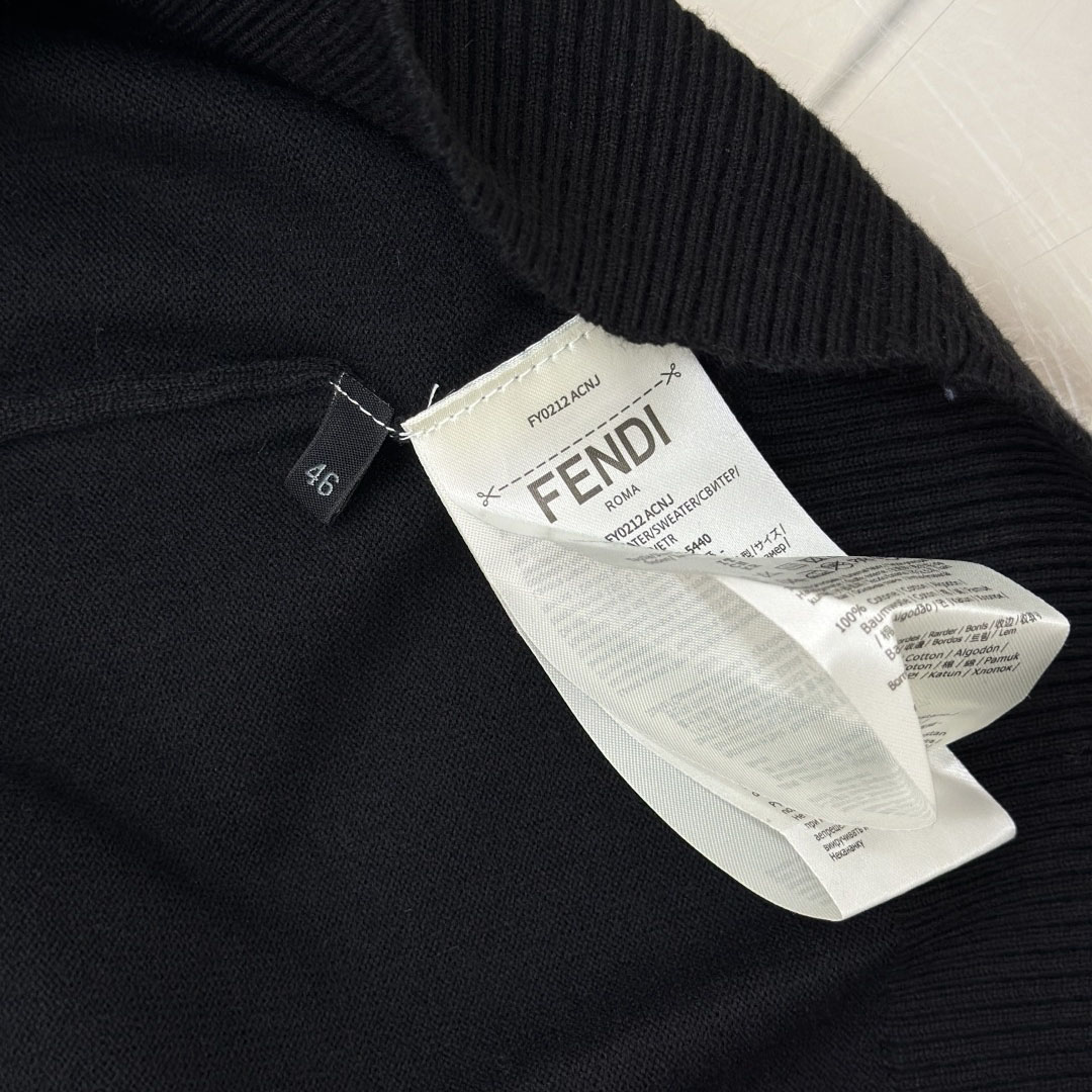 Fendi Black Wool Polo Shirt - DopestKickz