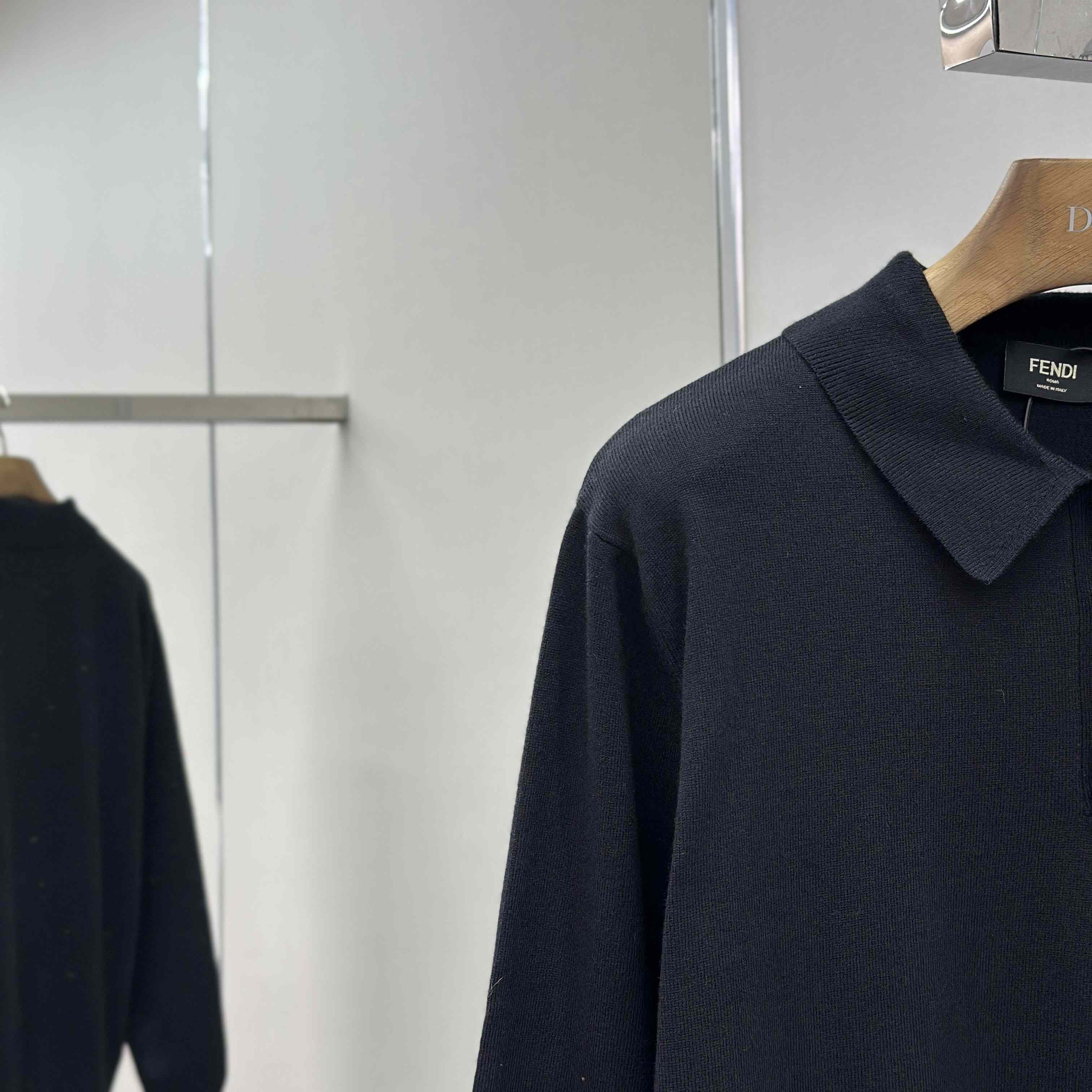 Fendi Black Wool Polo Shirt - DopestKickz