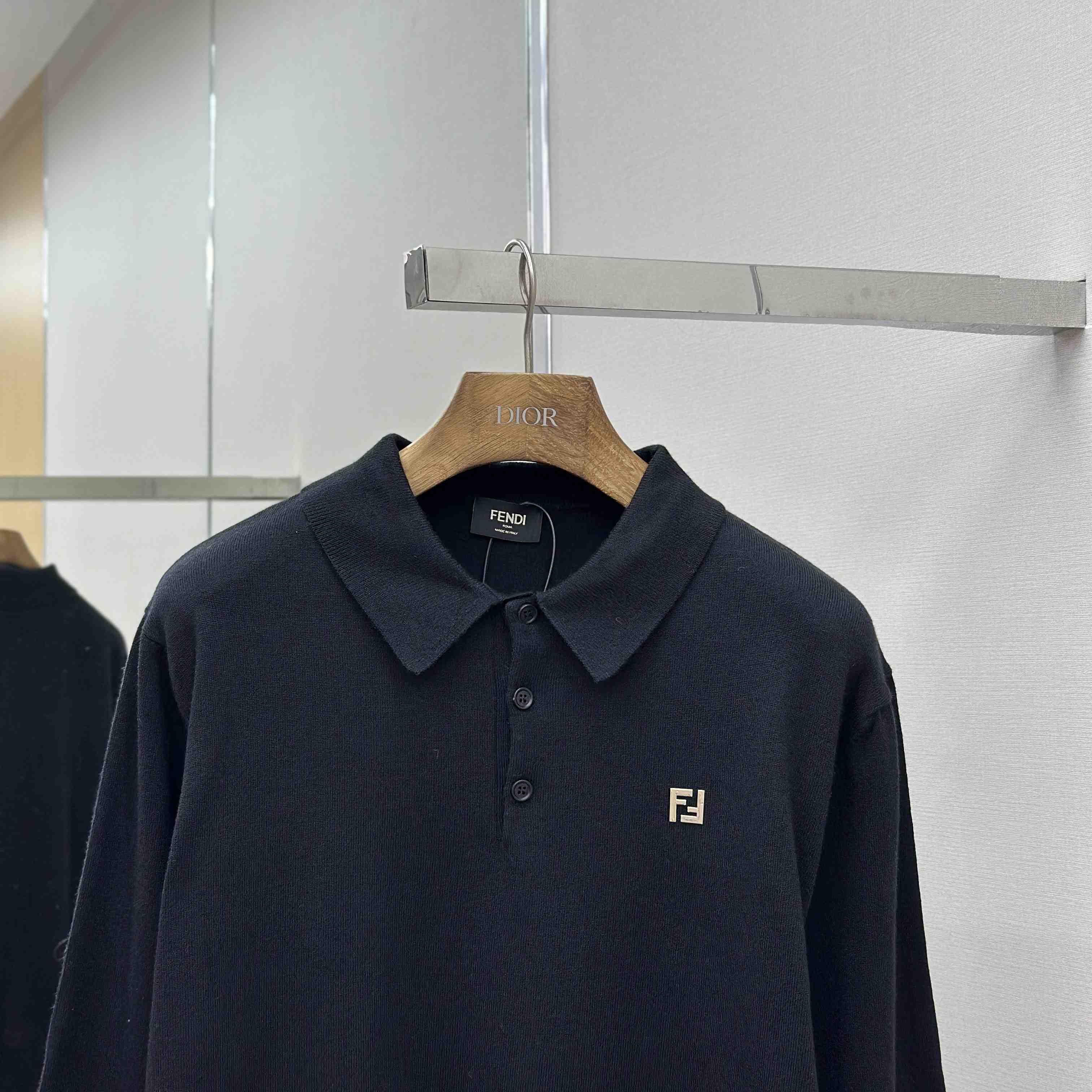 Fendi Black Wool Polo Shirt - DopestKickz